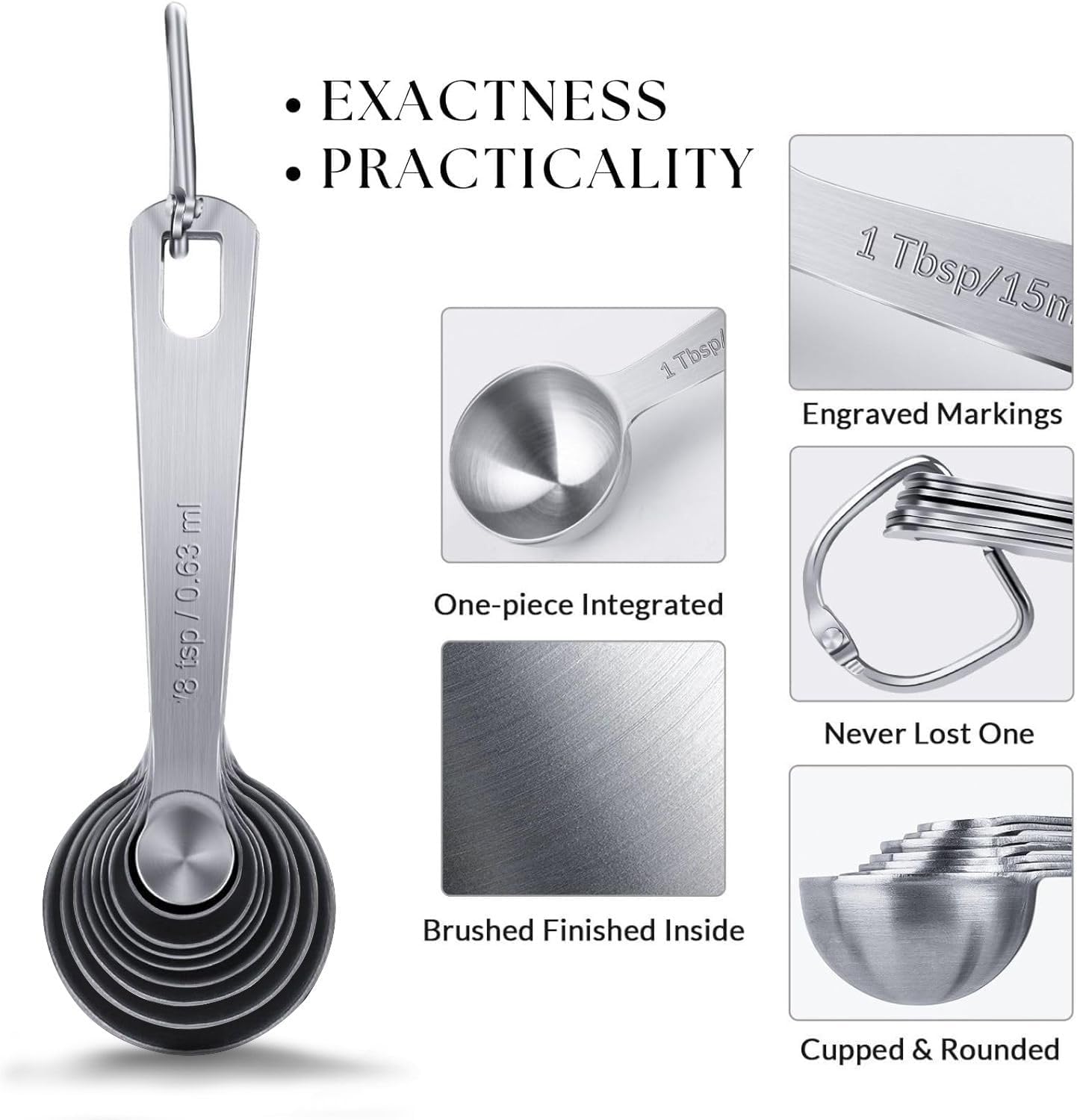 9PCS Measuring Spoons Set Stainless 1 tbsp, 1/2 tbsp, and 1-1/16tsp Steel Measuring Spoons for Cooking Baking Spice Jars and Liquid Ingredients