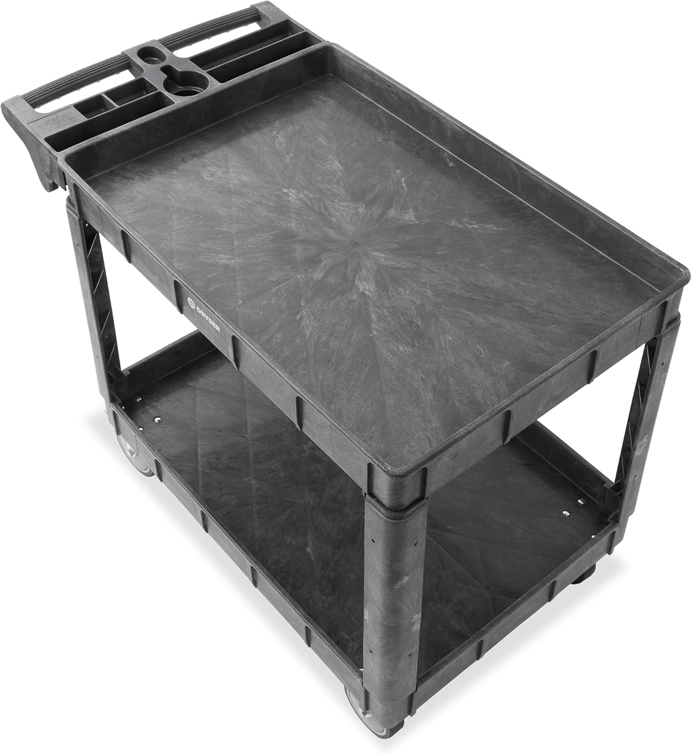 Dryser Utility Cart with Wheels, 46" x 25" Heavy Duty 550 lb. Capacity with Shelves - 2 Tier Rolling Cart with Two 5" Swivel Casters for Warehouse, Garage, Cleaning