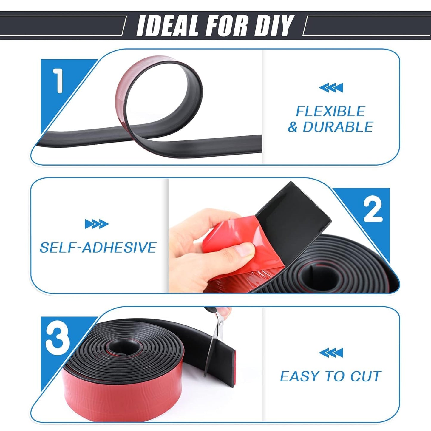 Adhesive Rubber Strips Neoprene Rubber Sheets, Rolls & Strips with Adhesive Backing Rubber Pads Self Stick Seal Rubber Gasket Adhesive Back for Matting Padding - 1" Wide x 1/16" Thick x 15' Long