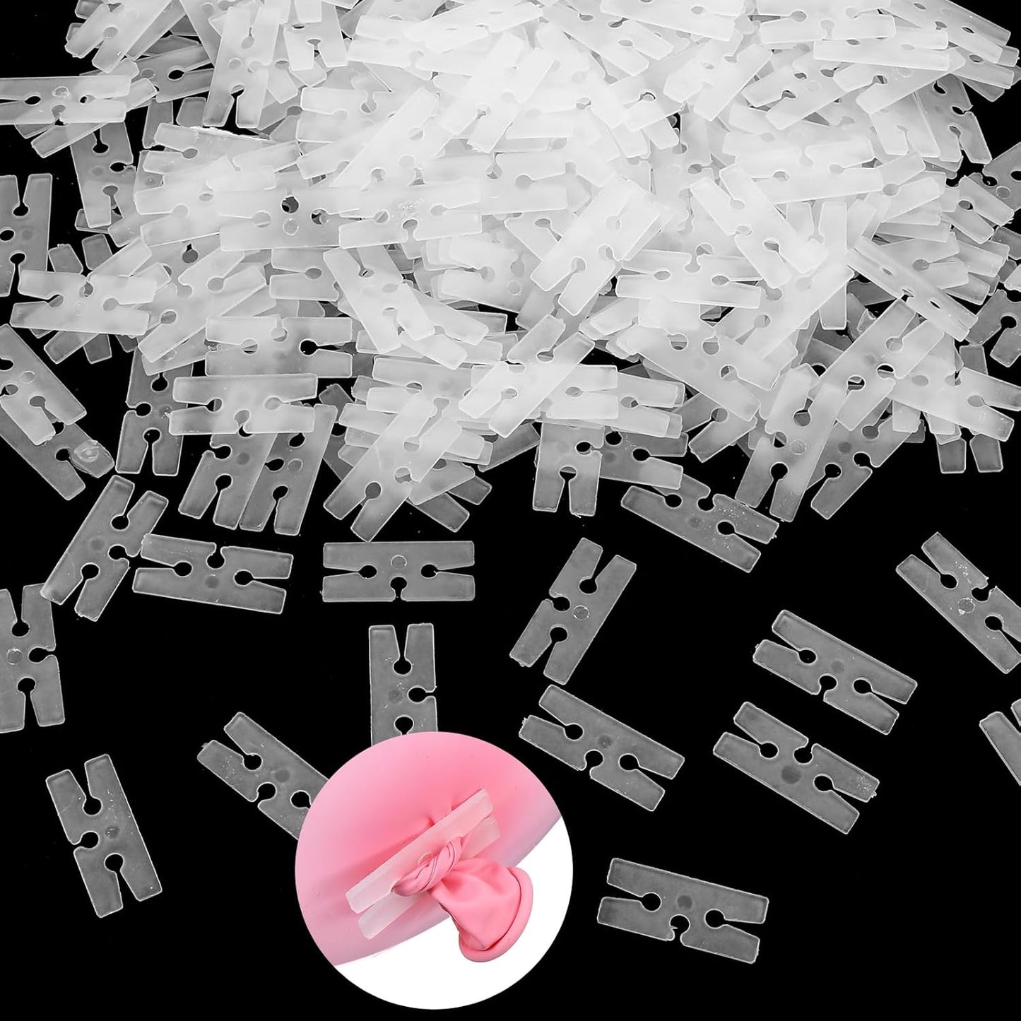 300 Pcs Balloon Ties Plastic Balloon Clips for Sealing, H Shape Bulk Balloons Tying Tool for Wedding Party Christmas Birthday Decoration, Fast Knot and Seal Balloons