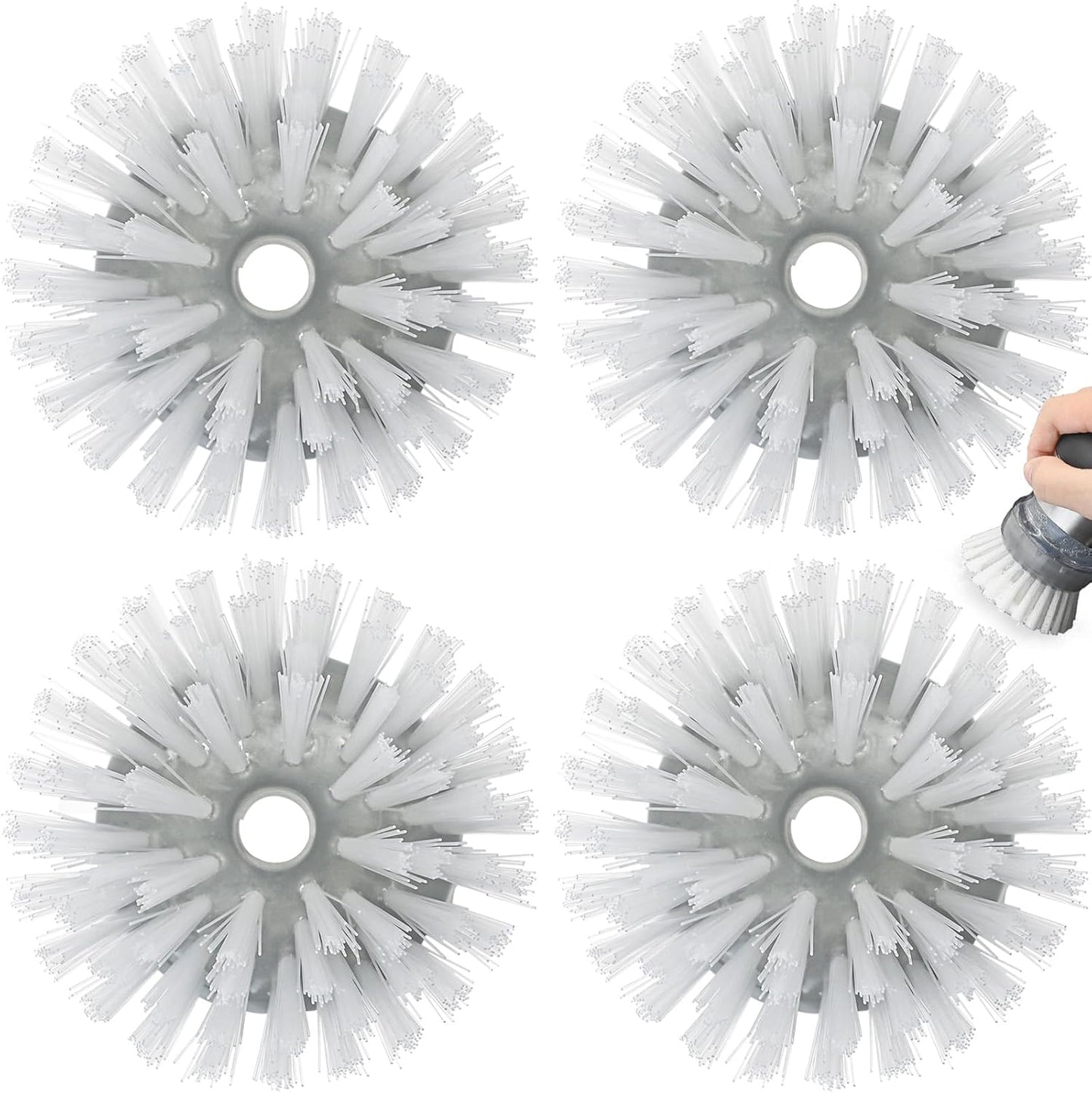 Shadowgallery Palm Brush Refills for OXO Steel Soap Dispensing Dish Brush - 4 Pack Cleaning Replacement Brush Head for OXO Palm Brush(Grey)