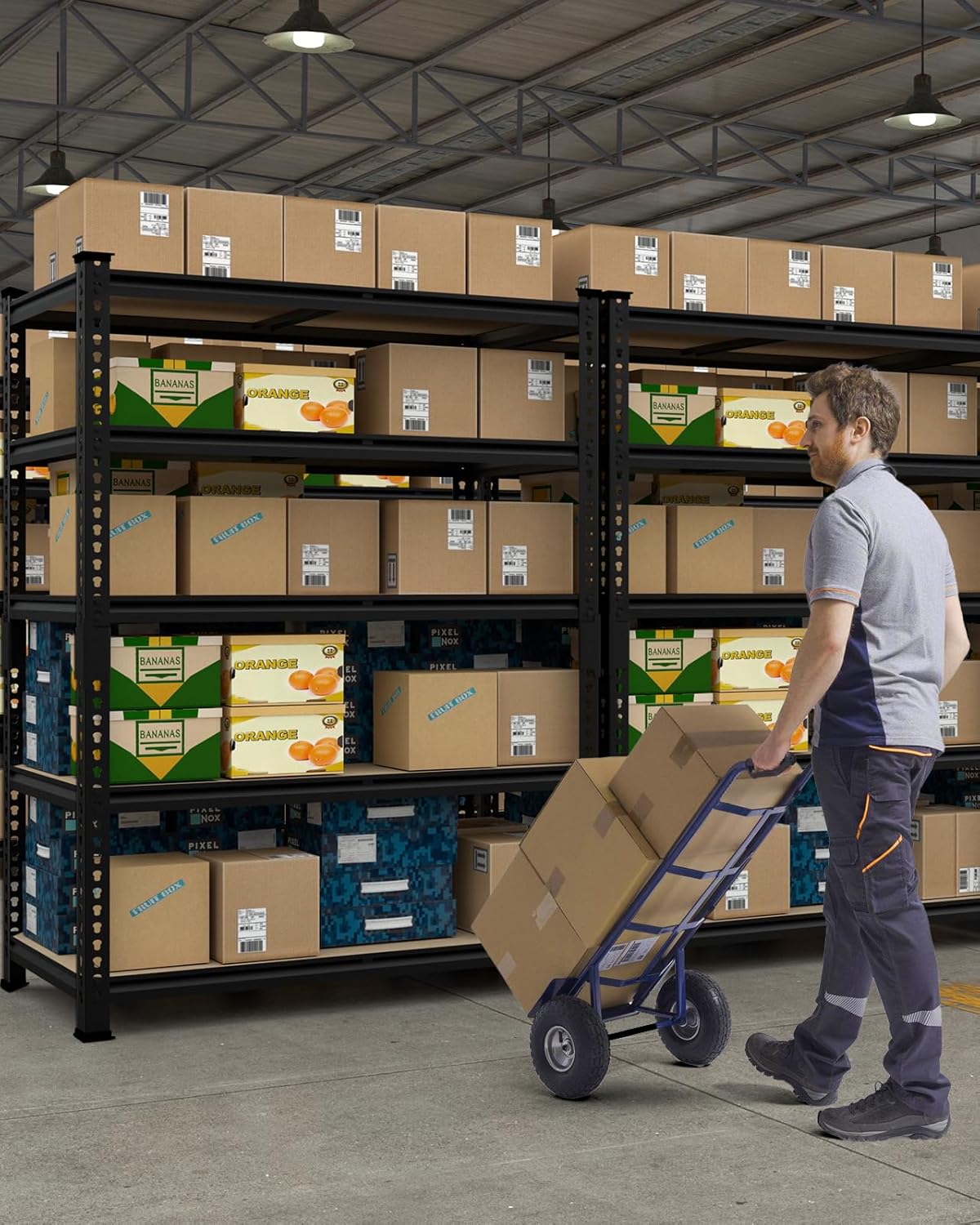 PrimeZone 35.5" x 12" x 72" Heavy Duty Storage Shelves - 5 Tier Adjustable Garage Storage Shelving, Metal Storage Utility Rack Shelf Unit for Warehouse Pantry Closet Kitchen, Black, 2 Pack