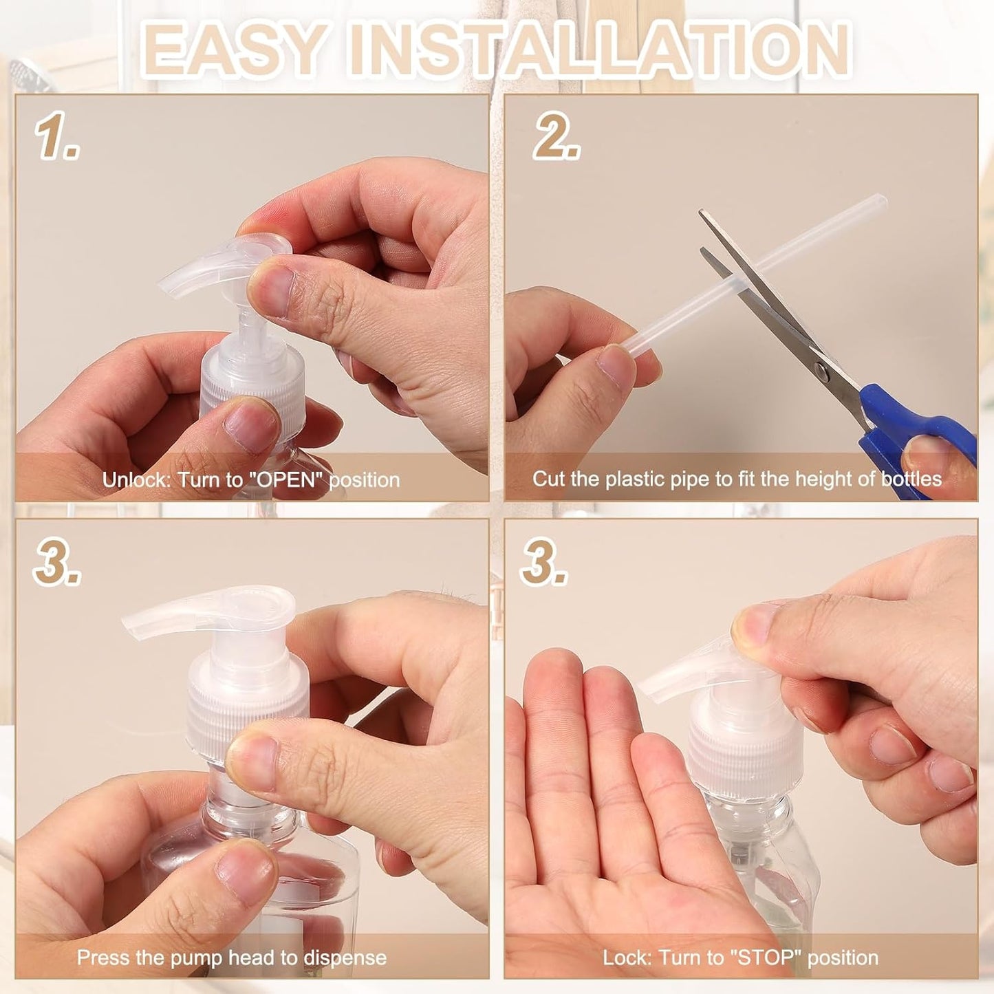 uxcell 16 Pcs Soap Dispenser Pump Heads Soap Dispensers Top Pumps Replacement Switch Pumphead for Standard 24/418 Neck Size Lotion Shampoo Bottle, Transparent