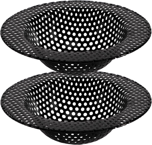 2 Pcs Black Stainless Steel Mesh Sink Drain Strainer, 4.45" Top/2.95" Kitchen Filter Trap Basket,Large Food Catch for Bathroom Bathtub Wash basin Floor drain balcony RV Drain Hole Electroplated Coatin