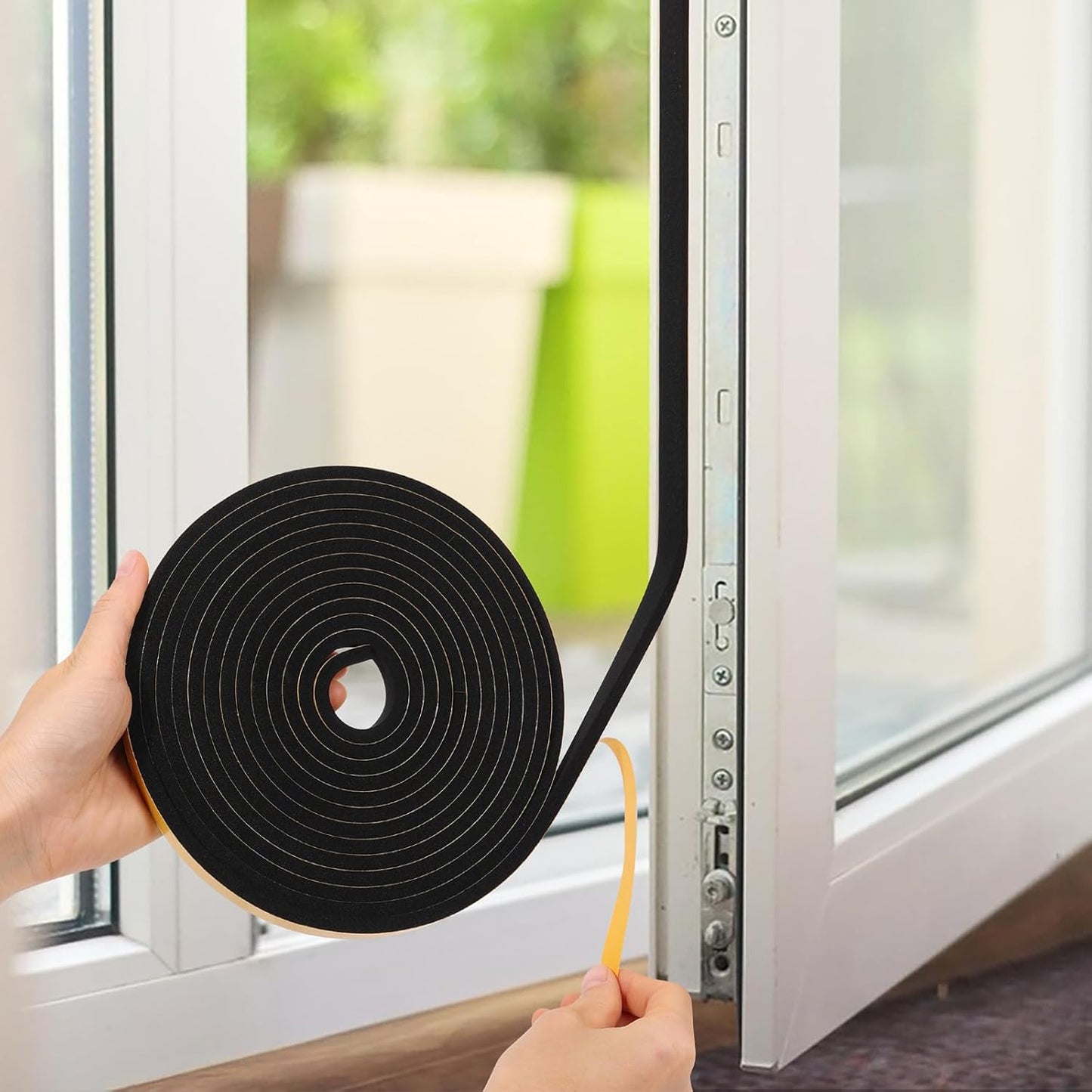 32Feet Weather Stripping Seal (1 Inch X 1/16 Inch) for Door Window, High Density Foam Tape, Soundproofing, Insulation Strip, Door Sealers for Door Frame- Black