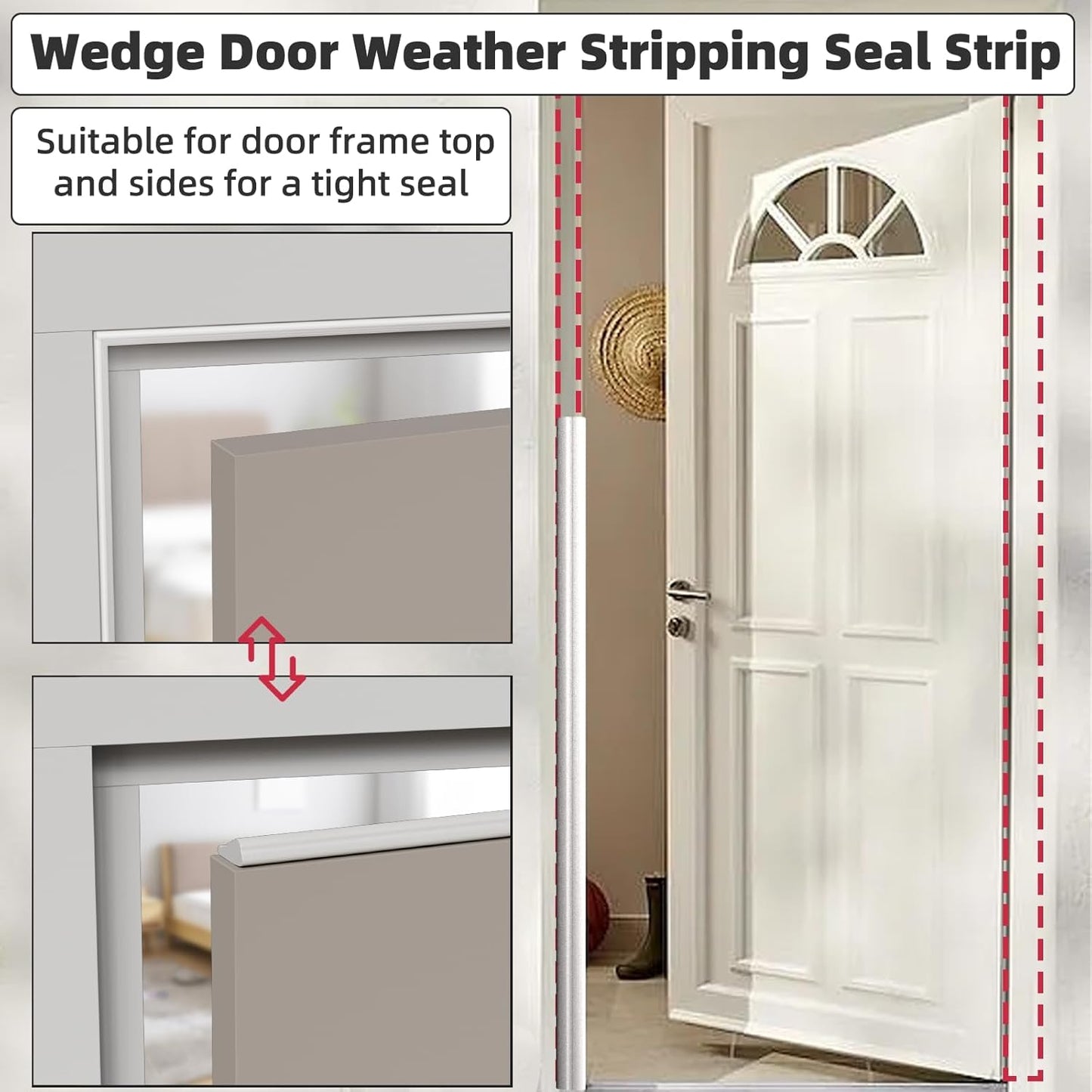 9.8 Ft Weather Stripping Seal Strip for Doors/Windows,Soundproofing Window Insulation Draft Stopper for Winter, Selfadhesive Foam Weather Strip for Door Frame,Door Gap Filler Noise Blocker(White)