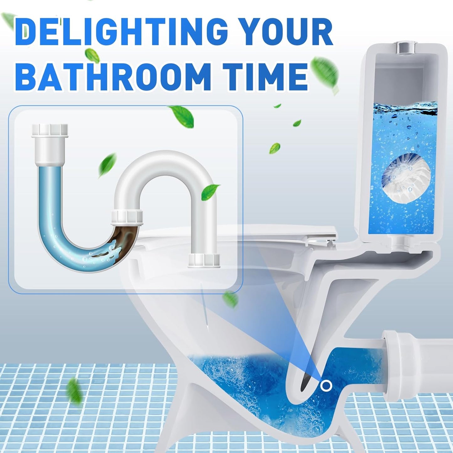 Qualirey 100 Pack Automatic Toilet Cleaner Tablets Toilet Bowl Long Lasting Bathroom Tank Tablets (Blue and White)