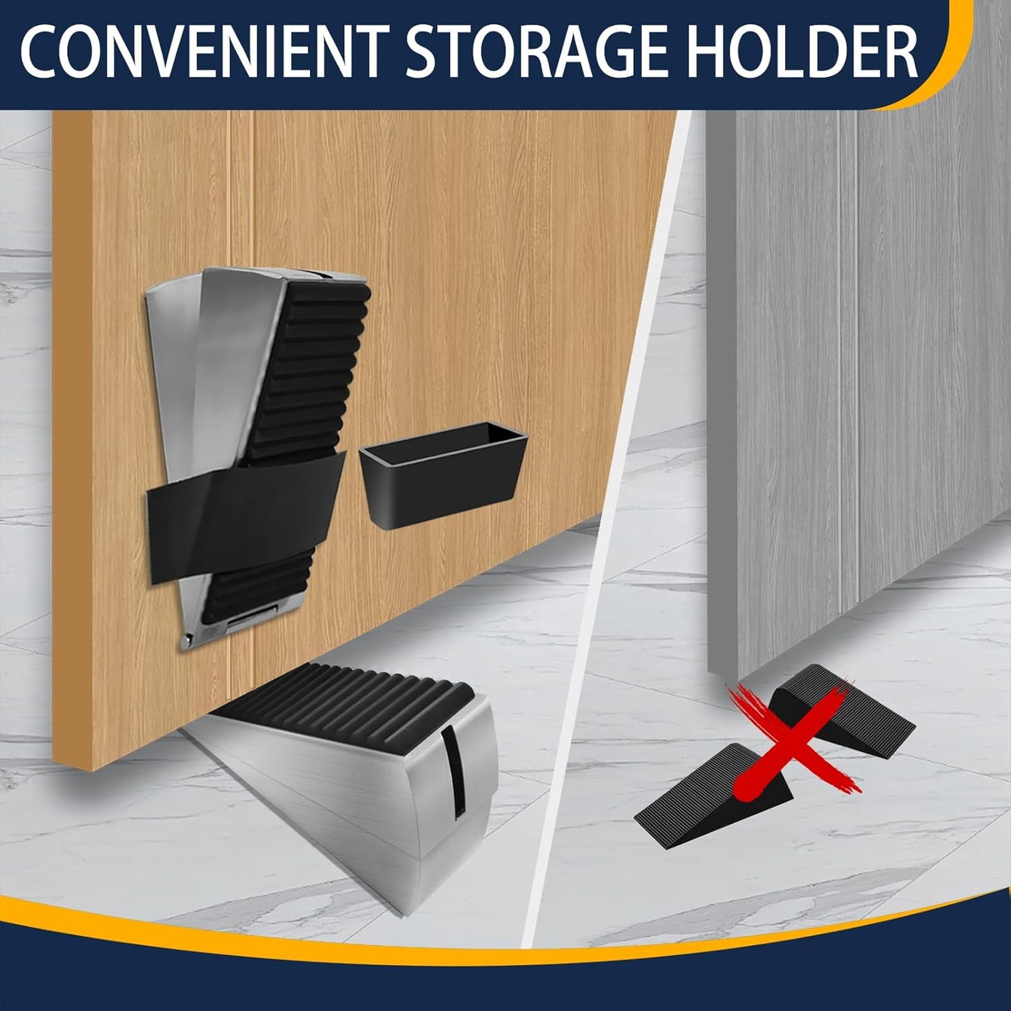 Heavy Duty Door Stopper Adjustable Spring Large Stoppers Wedge, Tall up to 3 Inches Doorstop Stainless steels Made Suits Any Heavy Doors