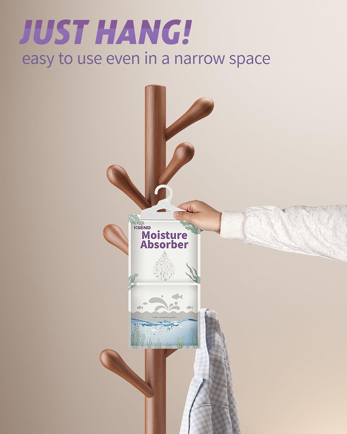 Moisture Absorbers 8 Packs - 9.8 oz Dehumidifier Bags, Portable Moisture Hanging Bags for Closet, Bathroom and Kitchen, 11.8'' x 6.3''