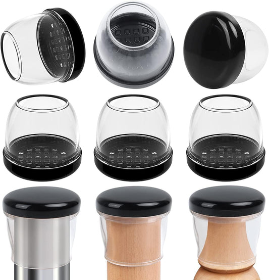 Ezprotekt 24 Pcs Large Clear Silicone Chair Leg Sliders for Carpet, Round Chair Glides for Rug, Teflon Furniture Pad Bar Stool Chair Leg Protectors Caps to Slide Smooth (XL Fit: 1-2/5" to 1-13/20")