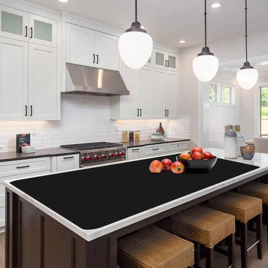 Food Grade Silicone Table Protector Mat 47x24 Inch, Heat Resistant Desk Pad for Baking/Painting/Resin/Welding, Non-Slip Waterproof Surface Easy Clean (3 Colors) (Black)