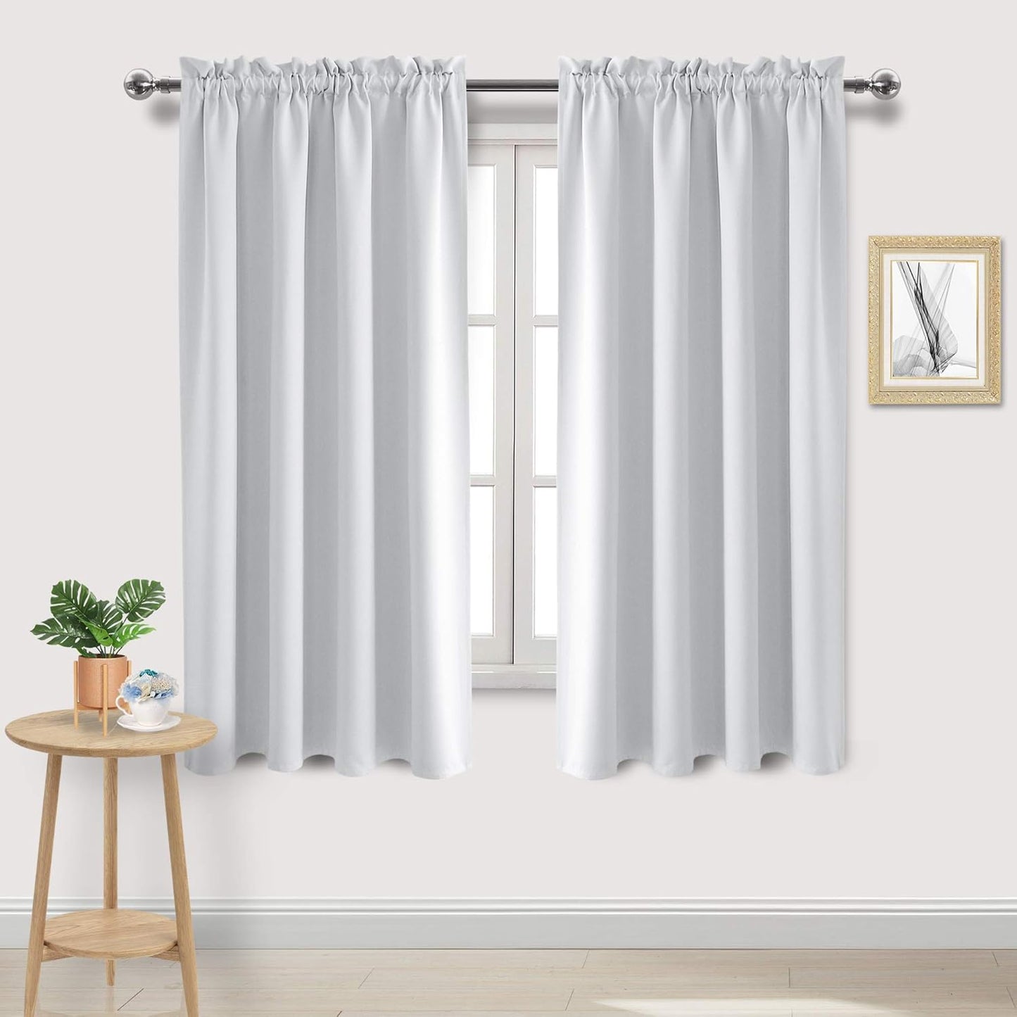 DWCN White Room Darkening Blackout Curtains - Thermal Insulated Privacy Energy Saving Window Curtain Drapes 52 x 63 inch Length, Set of 2 Bedroom Living Room Curtains