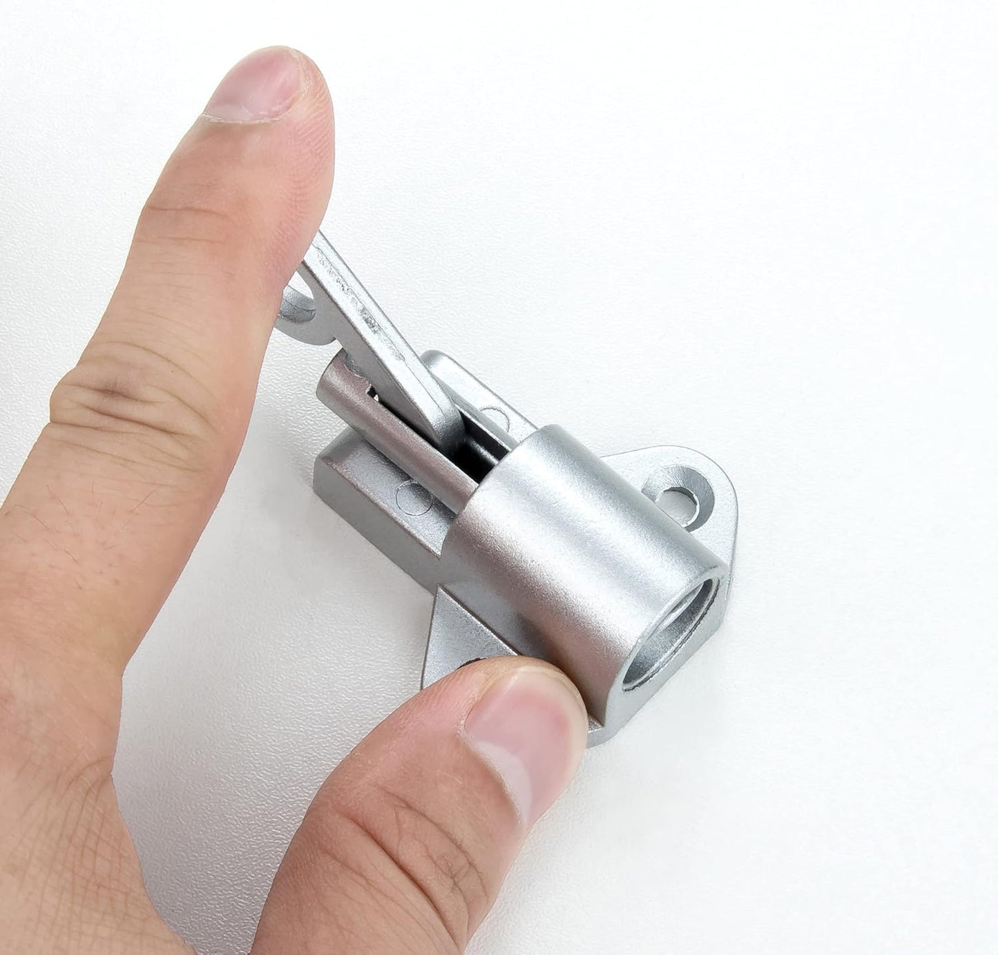 8 Packs Self-Closing Latches，Silver Gray Spring Door Lock，Resilient Bolt Latch Aluminum Alloy Safety Automatic Spring Barrel Slide Door Lock with Screws,Used for Gate,Window and Cabinet etc