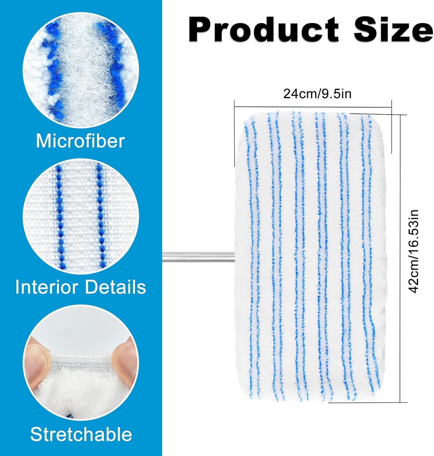 5 Pack Mop Heads Replacements for Ocedar Hardwood Floor 'N More Microfiber Mops,Terry Cloth Mops Refills 15 x 8 Flat Dust Mop Pads for O Cedar mop, Washable & Reusable Mopping Pads