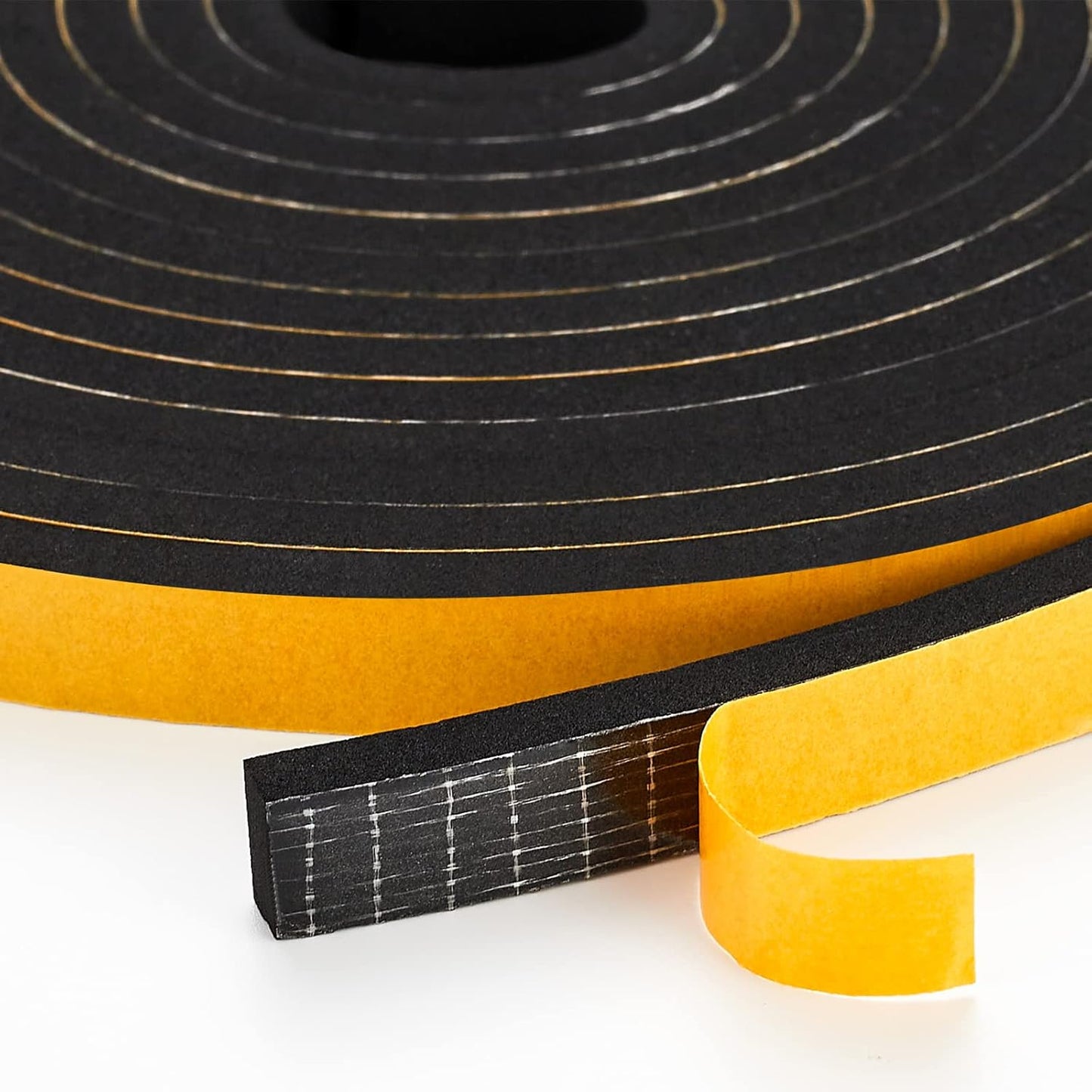 50 Feet Weather Stripping Door Seal, 1/4" Wide X 1/8" Thick Door Seal Strip High Density Foam Tape Adhesive Strip for Door Soundproofing,Window Insulation (1/4" x 1/8" x 50FT,Black)