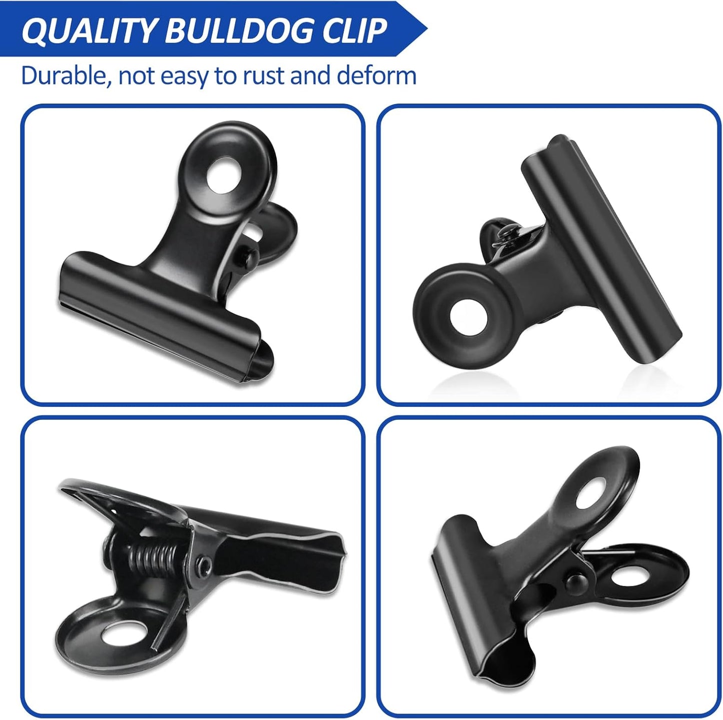 30 Pack Bulldog Clips 0.87 Inch Small Hinge Paper Clips Metal Hinge Clips for Crafts, Food Bags, Drawings, Photos at Home Kitchen & Office Usage, Black, 22mm