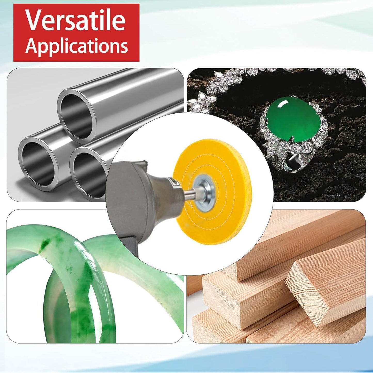 6PCS 6 Inch Polishing Wheel Kit for Bench Grinder Buffing Wheel, 1 *Yellow Cotton(42Ply), 2 *White Cotton(70Ply), 1 *Soft Flannel Polishing Wheels(30Ply) and Polishing Compound Kit