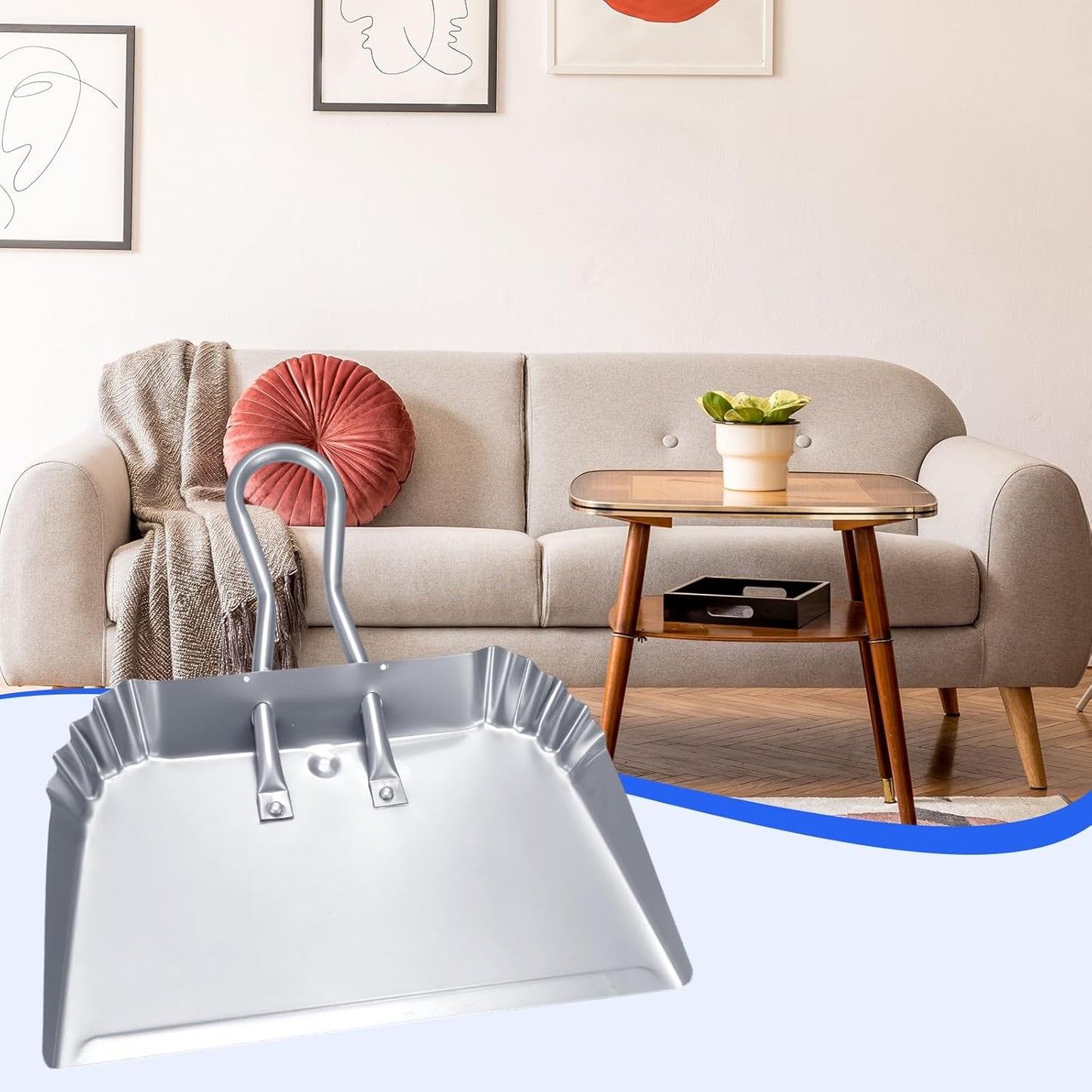 Mumufy 4 Pcs 16 Inch Heavy Duty Metal Dustpan Large Wide Dust Pans for Household Handheld Wide Scooper and Debris Cleaning Tool Ideal for Home and Commercial Use (Sliver)