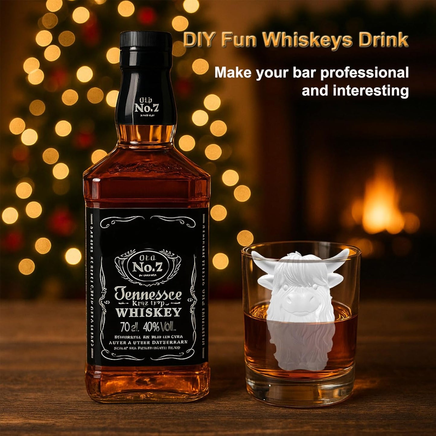 3D Highland Cow Ice Cube Silicone Molds Tray for Whiskey, Cocktail, Drink Decor, Bar; Rich Details. Cute Gifts for Women Kids Girls Boys, Fun Animal Shape Soap Epoxy Resign Mold; 2 Pack