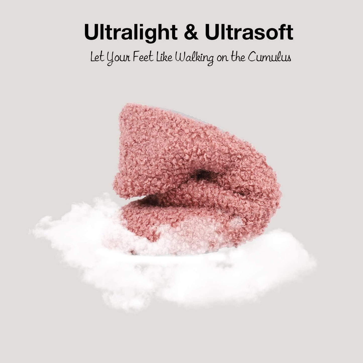 HomeTop Women's Fuzzy Curly Fur Memory Foam Loafer Slippers with Polar Fleece Lining