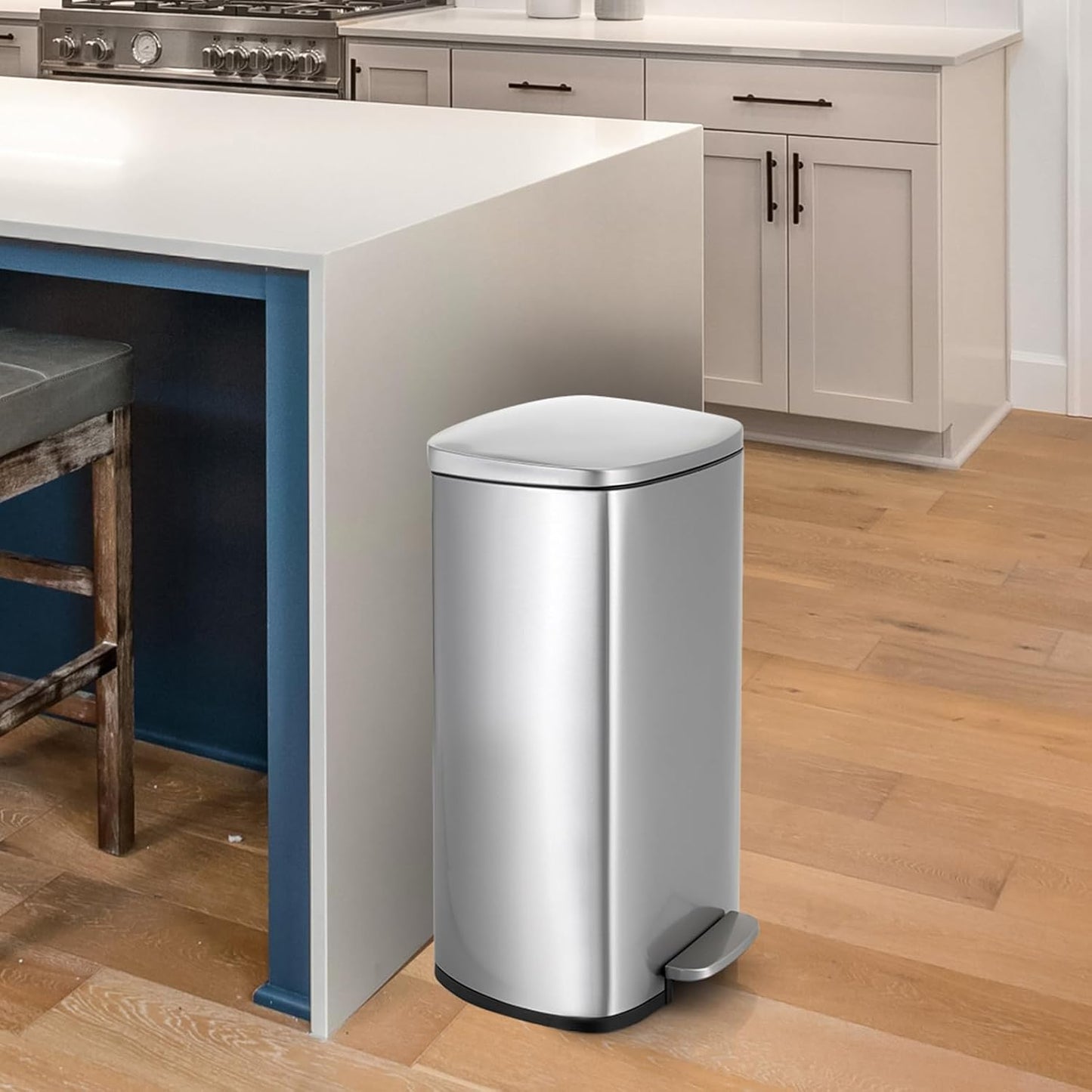 13.2 Gal Kitchen Trash Can, 50L Recycling or Garbage Bin, Brushed Stainless Steel Waste Basket, Soft&Quiet Close Dustbin, with Step-On Pedal, Removable Inner Bucket, for Home, Office, LIving Room