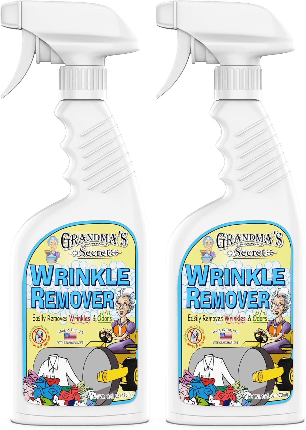 Grandma's Secret Wrinkle Remover Spray - Easily Removes Wrinkles & Odors - Wrinkle Release, Fabric Refresher Spray, Chlorine, Bleach and Toxin-Free - 16 Fl Oz (Pack of 2)
