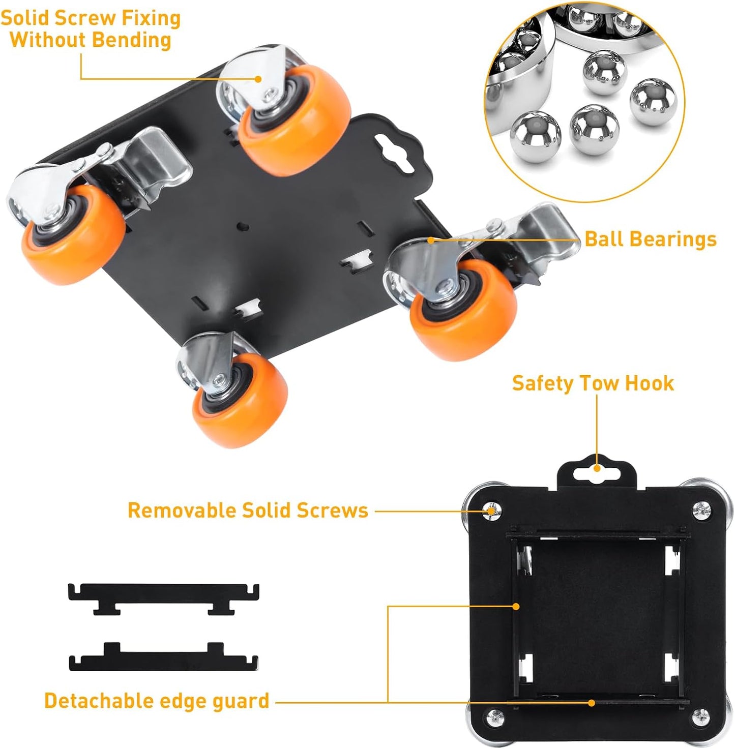 Furniture Movers with 4 Wheels,Heavy Duty Furniture Lift Mover Tool Set with 2000 lbs Load Capacity, Easy Sliders Dolly with Removable Side Guards&Brake, for Moving Appliance,Sofa etc