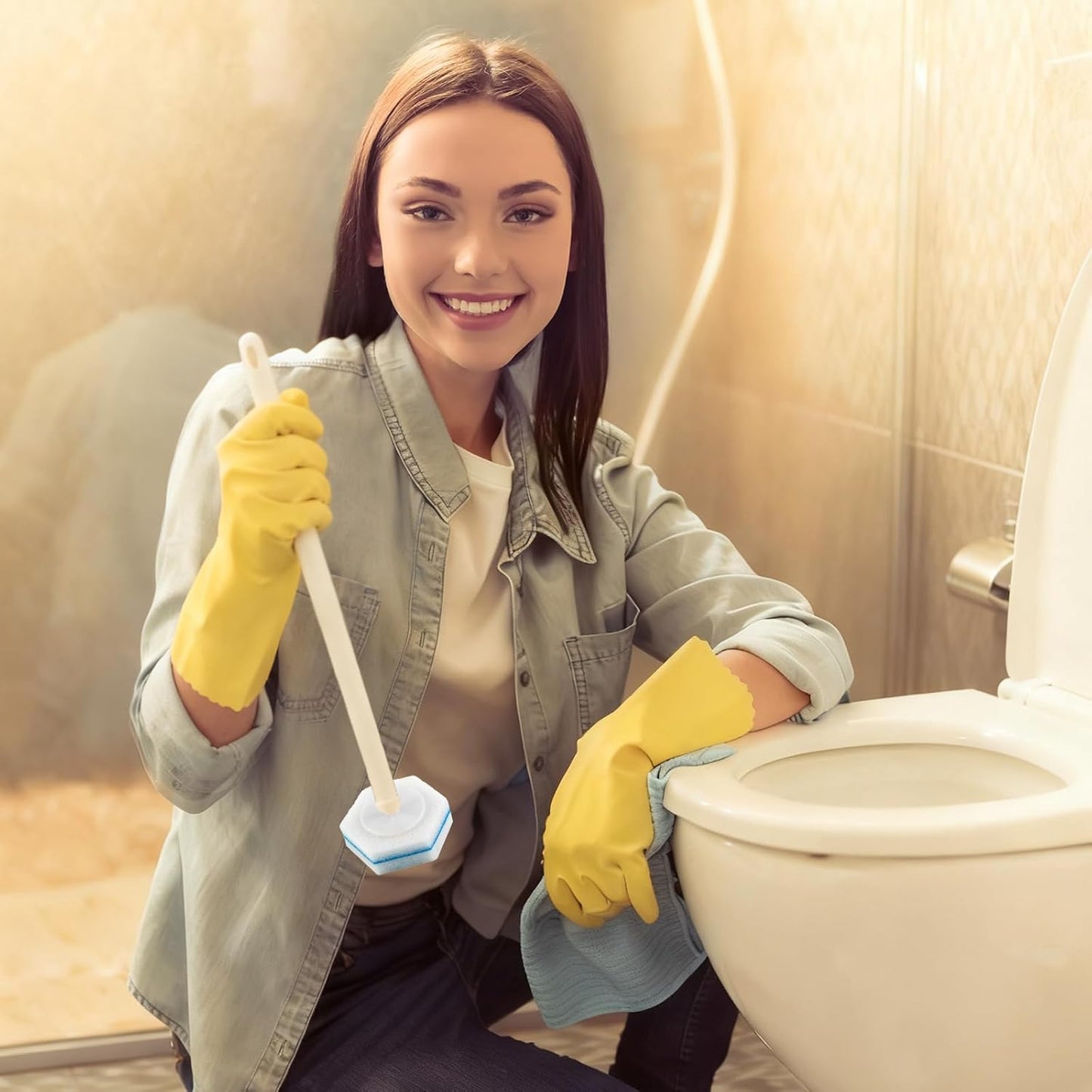 50 Pcs Disposable Toilet Brush Refills, Toilet Bowl Cleaning Wand Refills, Toilet Brush Replacement Head for Bathroom and Toilet Cleaning