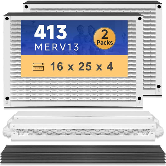 413 Replacement Air Filter MERV 13 16x25x4 for Air Purifiers Model 1410 1610 2140 2400 2410 2416 3410 4400 or 2400 with Upgrade Kit 1413 Pleated HVAC AC Furnace Filter 2-Pack