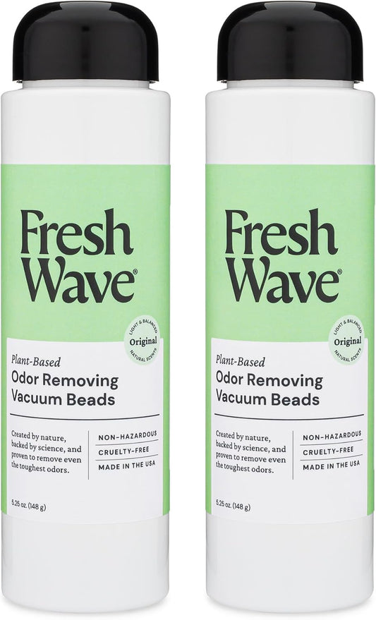 Fresh Wave Vacuum Odor Eliminating & Deodorizer Beads, 5.25 oz. | Pack of 2 | Safer Odor Relief | Natural Plant-Based Odor Eliminator | Odor Absorbers for Home | Keeps Vacuum Fresh Between Uses