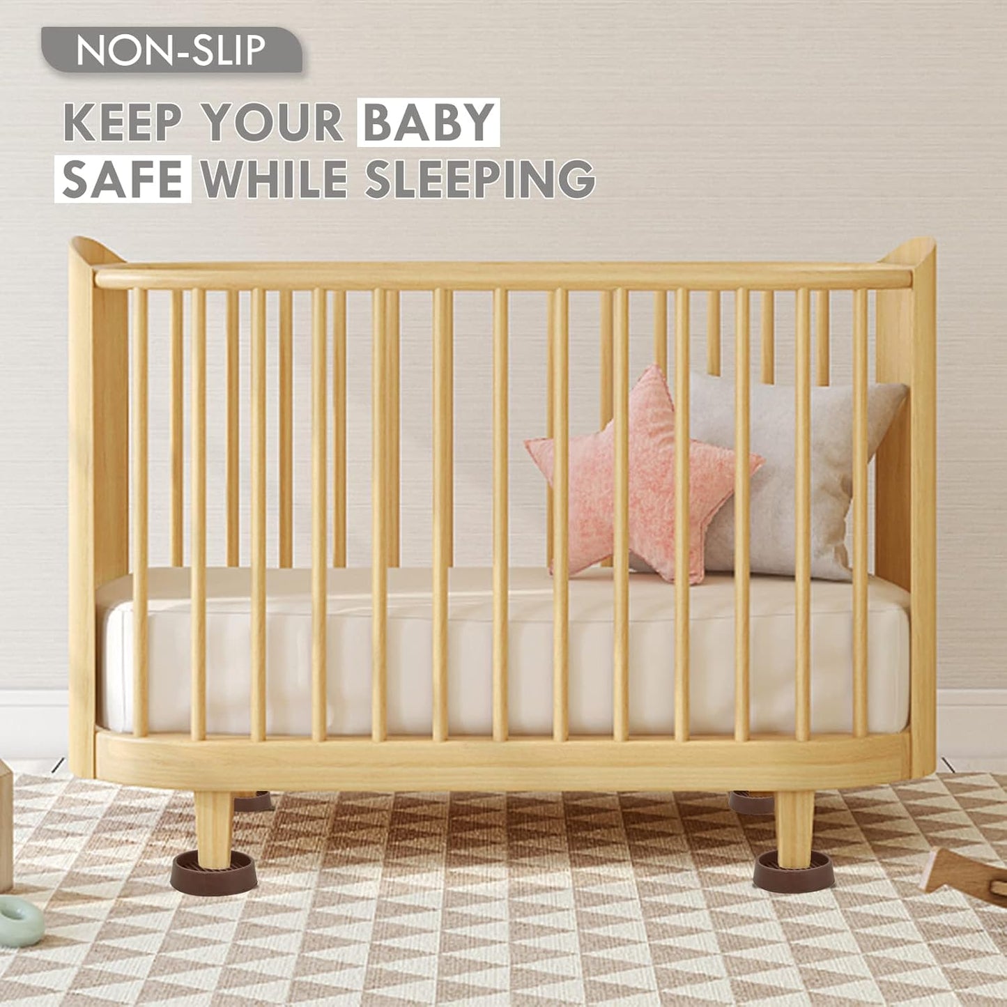 2X2 Round Rubber Caster Cups, Non Slip Furniture Pads, Anti-Slip Gripper, Anti Skid Furniture Feet, Anti Slide Floor Protector for Bed Couch Table Chair Stoppers (Brown, 12 Pack)