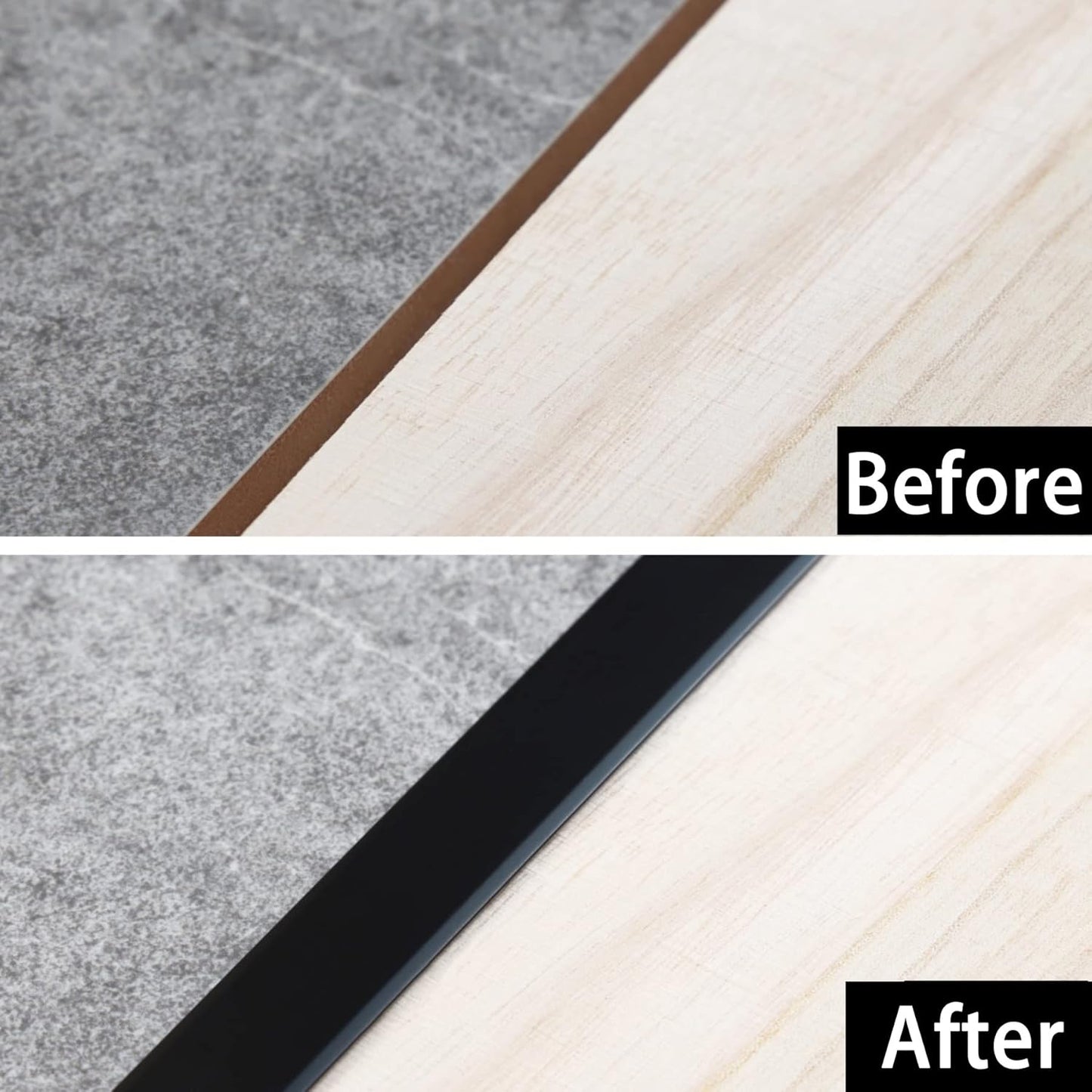 3Pcs Aluminum T Molding Trim & Floor Transition Strips, Flat Divider Strip for Door Threshold and Joining Flooring Gaps of Laminate Planks Tile (2.9Ft x 0.8In, Matte Black)