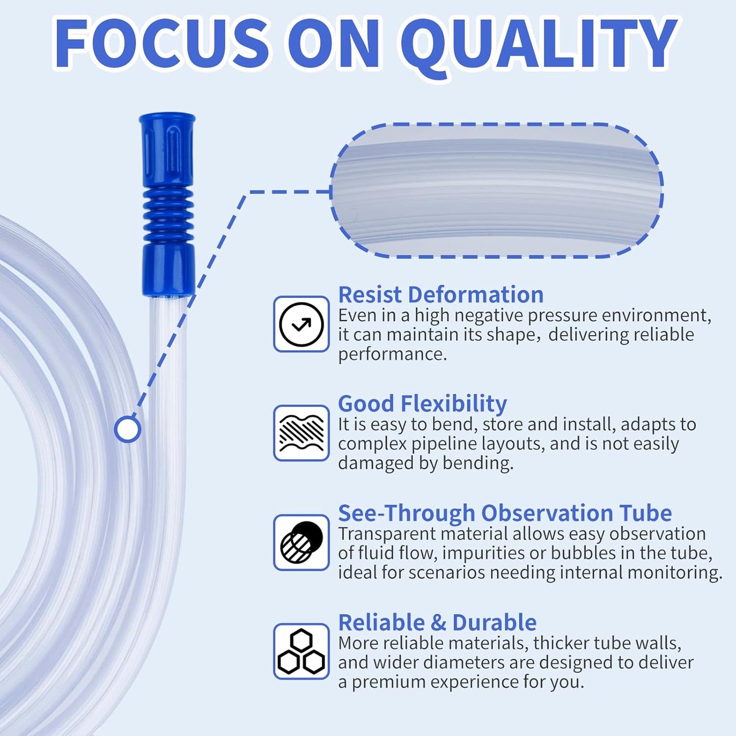 3 PCS 71" Suction Tubing Hoses Extended Suction Connection Tube for Home Use, Flexible & Portable Hoses Vacuum Fits Various Devices