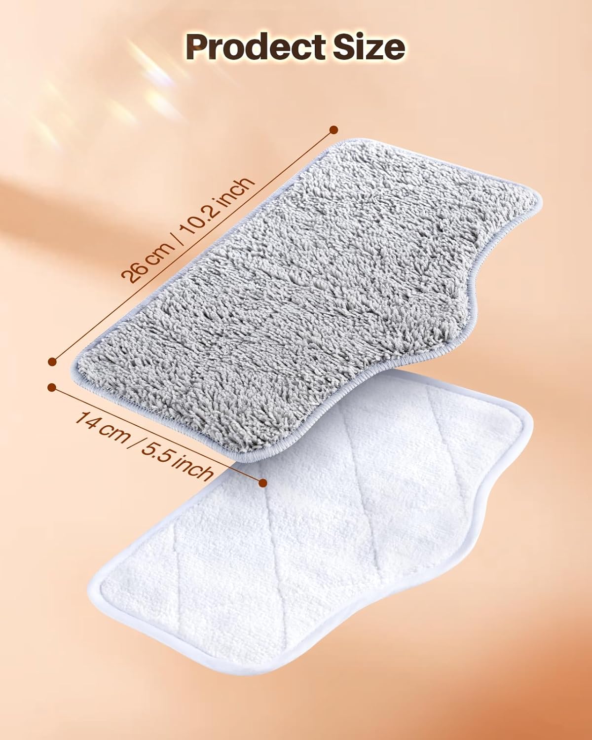 ScrubWiz Steam Mop Pads with Washable and Reusable, 6 Pack Replacement, 2 Material Types Accessories Compatible With Steamer Mop for Cleaning Floors and Carpets, White and Gray