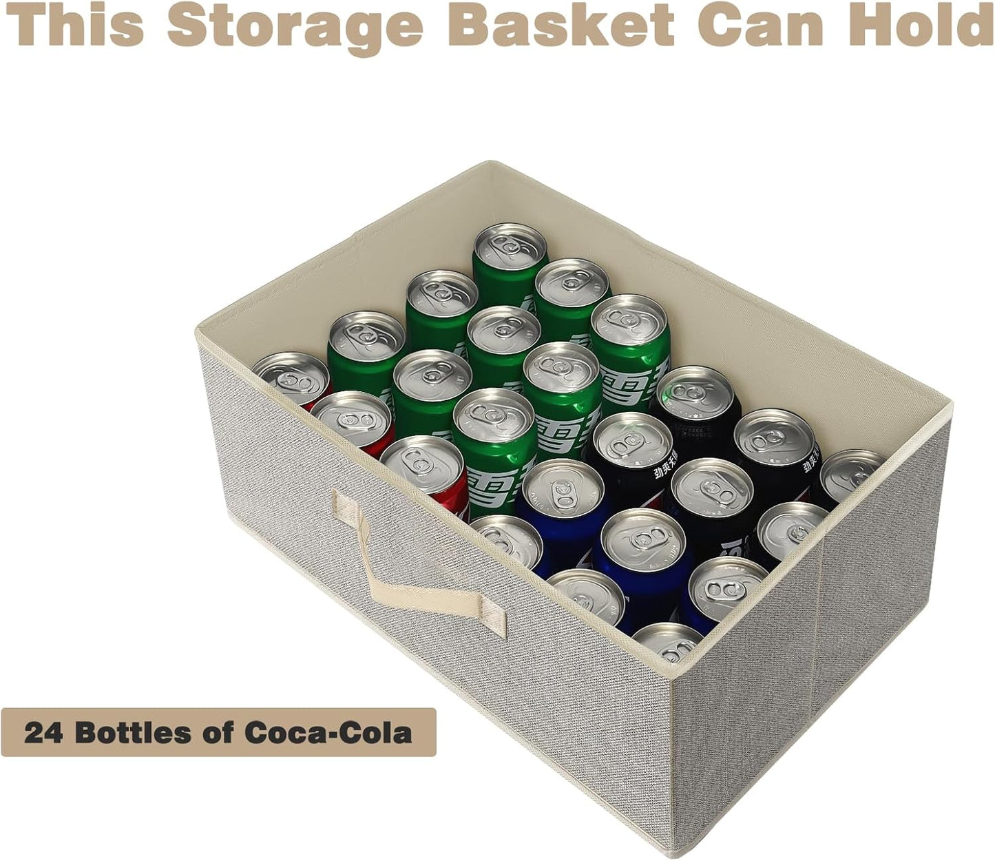 Storage Baskets, 15.7-Inch Woven Fabric Bins, Storage Cubes with Reinforced Handles, Organizer Bins for Closet Shelves, Foldable, for Toys, Clothes, Natural Beige (4PCS/Beige-15.7*11*7.8inch)