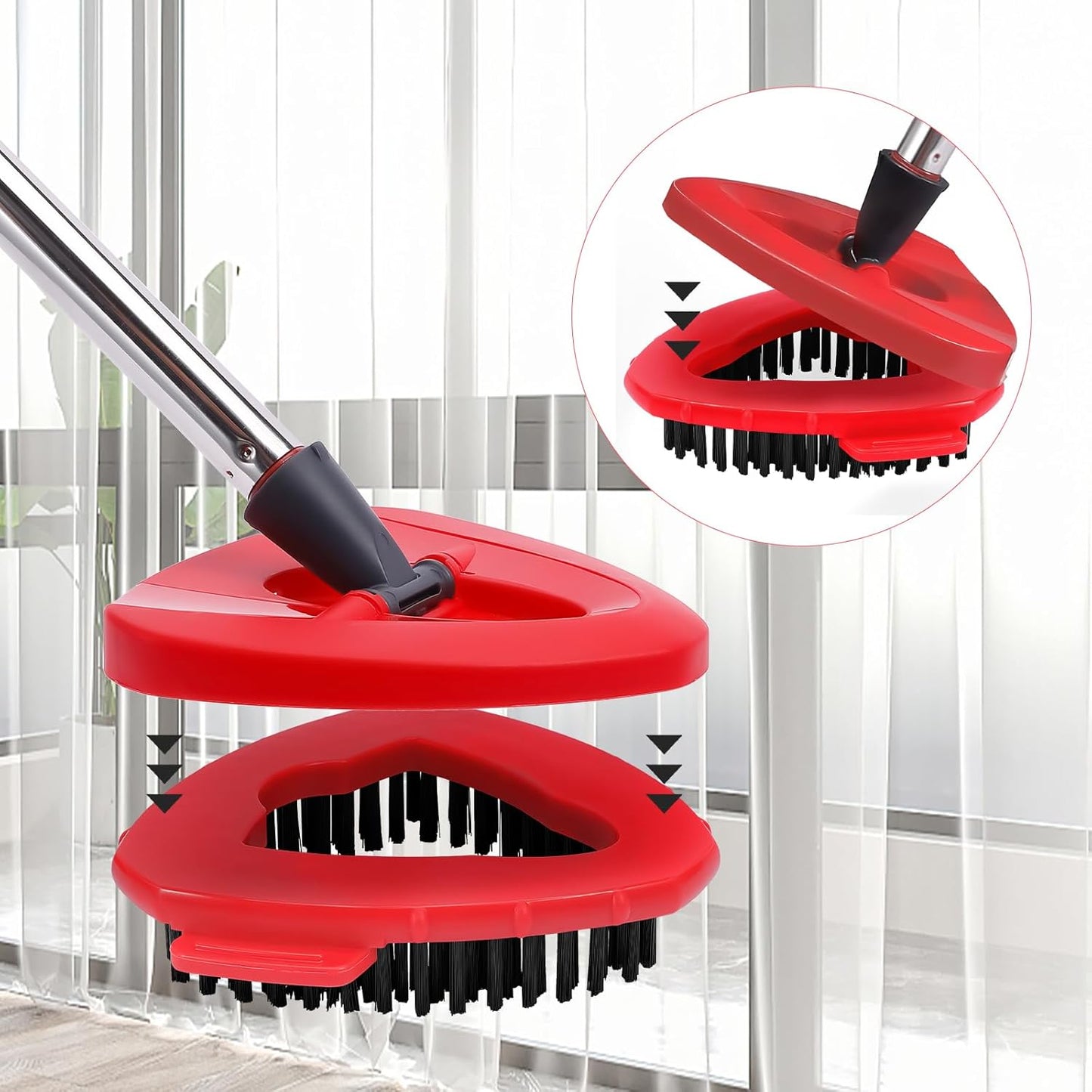 Mop Heads Replacements Complete Combo for O-Ceda,4Pcs White Machine Washable Microfiber Spin Mop Refills Replace Heads,2 Scrub Brushs,1 Base,1 Set Handle,Spin Mop Replacements for Tub and Tile