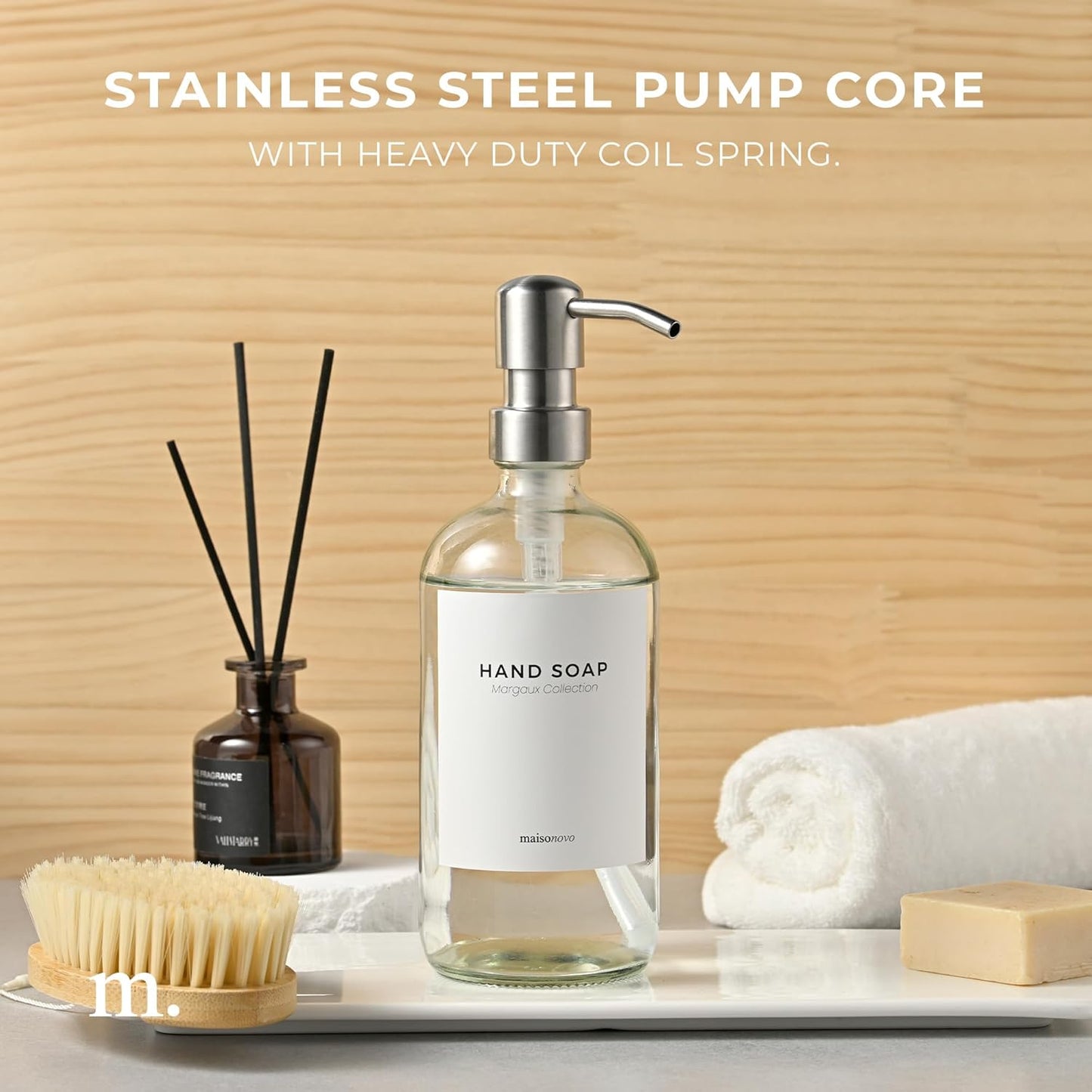 MaisoNovo Soap Pump Replacement - 2X Silver Metal Soap Dispenser Pumps - Stainless Steel