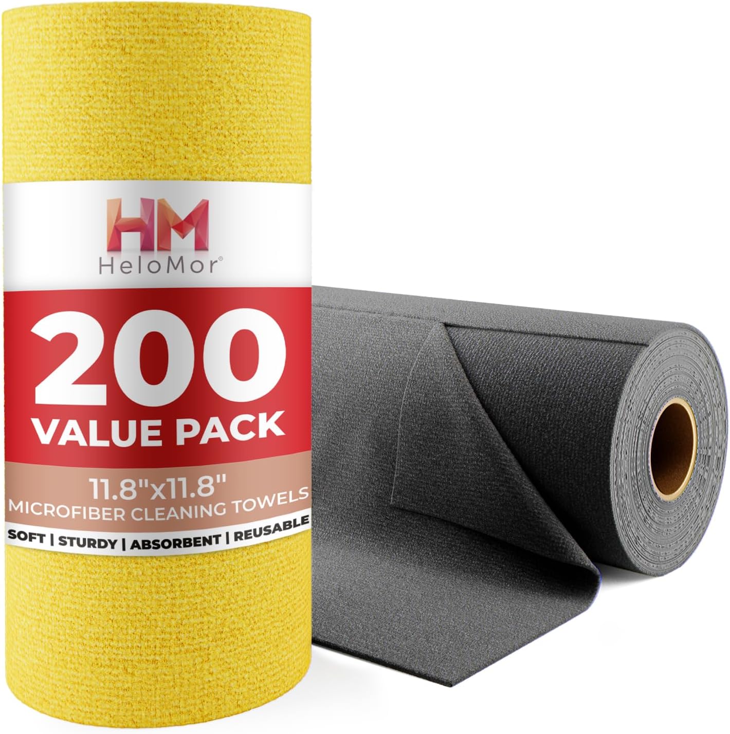 200 Pack Microfiber Cleaning Cloth Roll - Tear Away Reusable Paper Towels Washable, 11.8" Ultra Absorbent Cleaning Supplies for Housekeeping, Cleaning Rags Microfiber Towel, Lint Free Cloth Value Pack