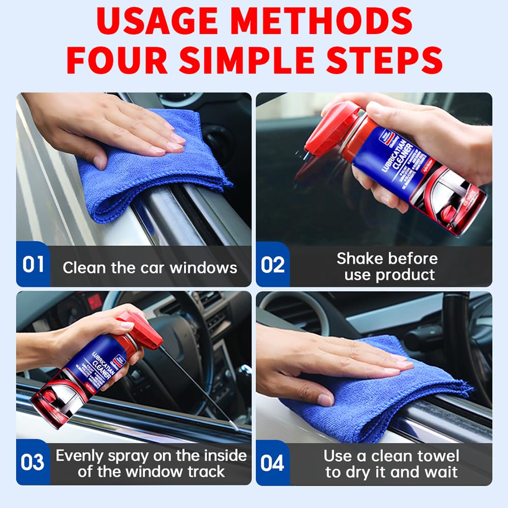 Glodway Automotive Window Door Seal,Silicone Seal Lubricants,Track Lube for Electric Windows,Noise Reduction with Smart Straw Sprays 2 Ways,10 OZ (Pack of 3)