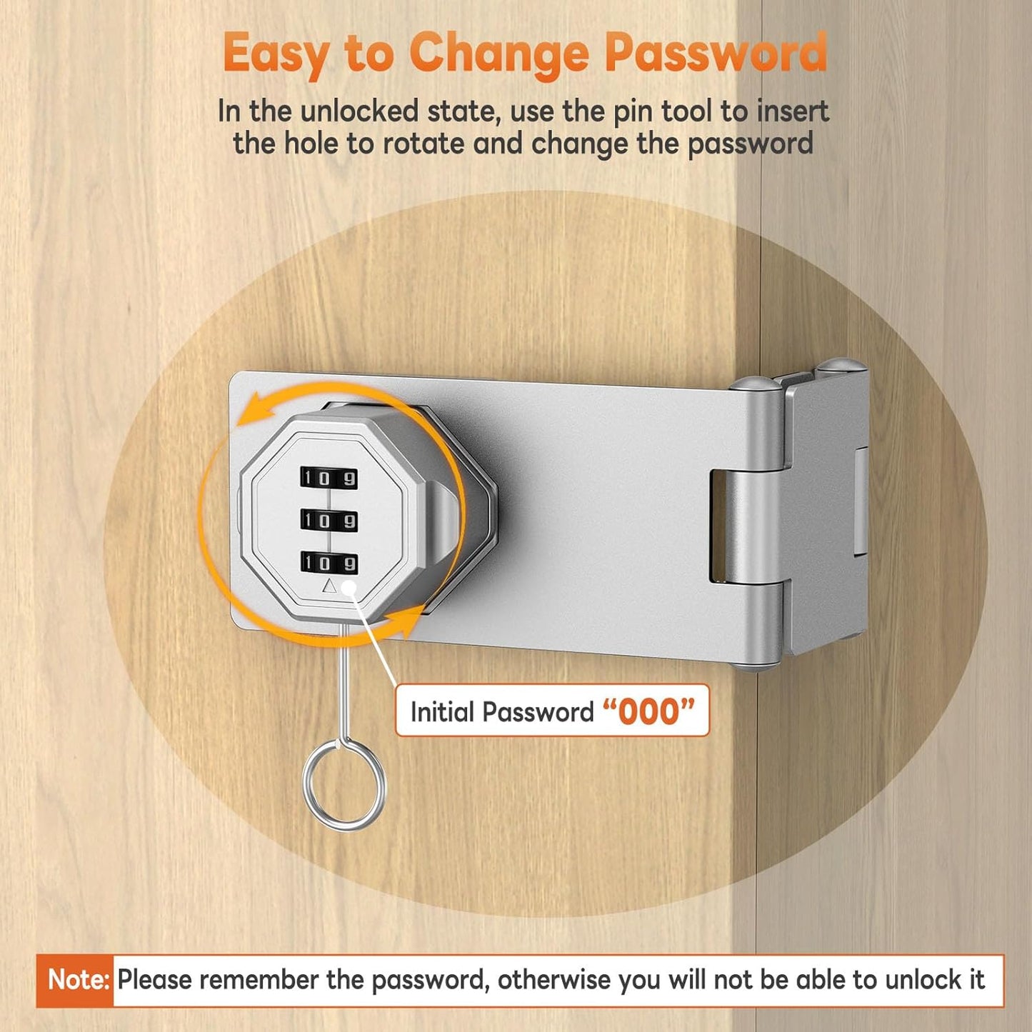 90 Degree 3-Digit Combination Cabinet Lock, Zinc Alloy Keyless Folding Hasp Lock Latch, Password Security Rotary Door Latch for Office File Cabinet, Drawer, Locker, Cupboard (2, Silver)