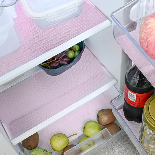 12Pcs Refrigerator Liners Washable Fridge Shelf Liners Refrigerator Mats for Freezer Glass Shelves Kitchen Cabinets Cupboards Drawers (17.7" x 11.4")