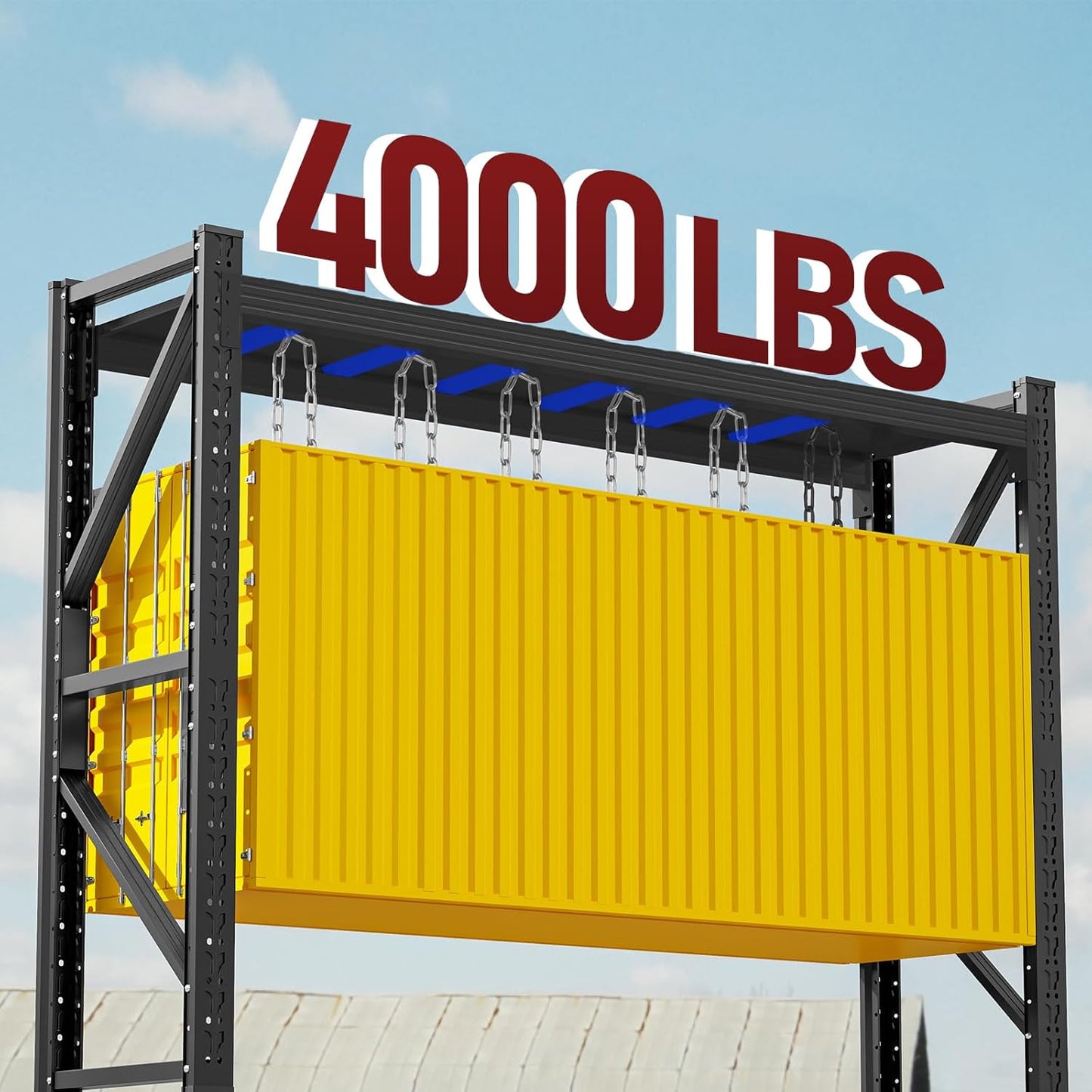 4000LBS Storage Shelves Heavy Duty, 48" W Metal Garage Shelving Units, 4 Tier Adjustable Shelf, Garage Storage Shelves Rack, Industrial Shelving for Warehouse, Basement,48" W x 24" D x 79" H