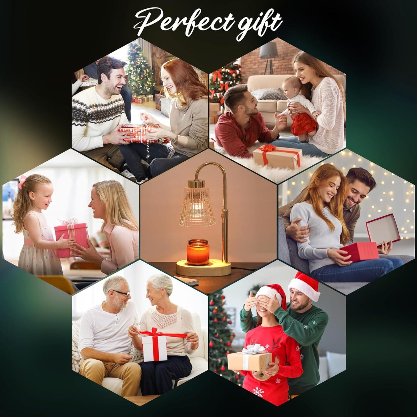 Gold Candle Warmer Lamp with Timer and Dimmer,Fragrance Electric Wax Melt Warmer with 2 Bulbs,Scented Jar Lamp,Mother's Day/Birthday/Christmas Gifts for Mom/Wife,Home Decor,Adjustable Height