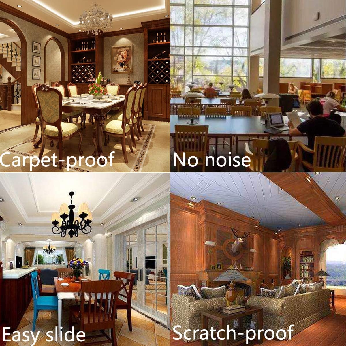 Furniture Glides Sliders-Furnigear PTFE (Teflon) Chair Leg Movers Sliders for Carpet and Hardwood Surface - Move Your Furniture Easily & Safely - Best Floor Protector (1-1/4", Brown-24pack)