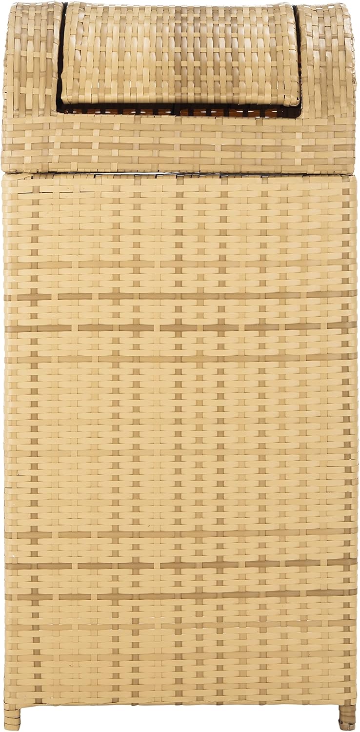 SAFAVIEH Outdoor Collection Mazeli Natural Woven Swing Top Dome Lid Trash Bin (Fully Assembled) PAT7511D