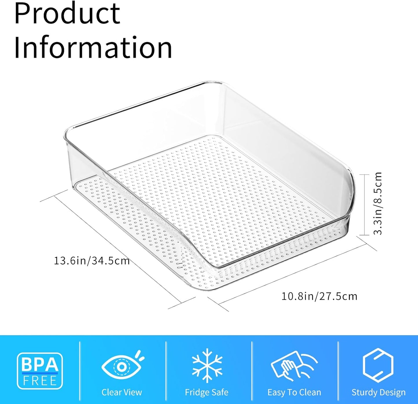 Ettori 2 Pack Water Bottle Organizer Refrigerator Organizer Bins and Clear Storage Bins for Fridge, Freezer, Cabinet, Cupboard, Pantry Shelf, BPA-Free