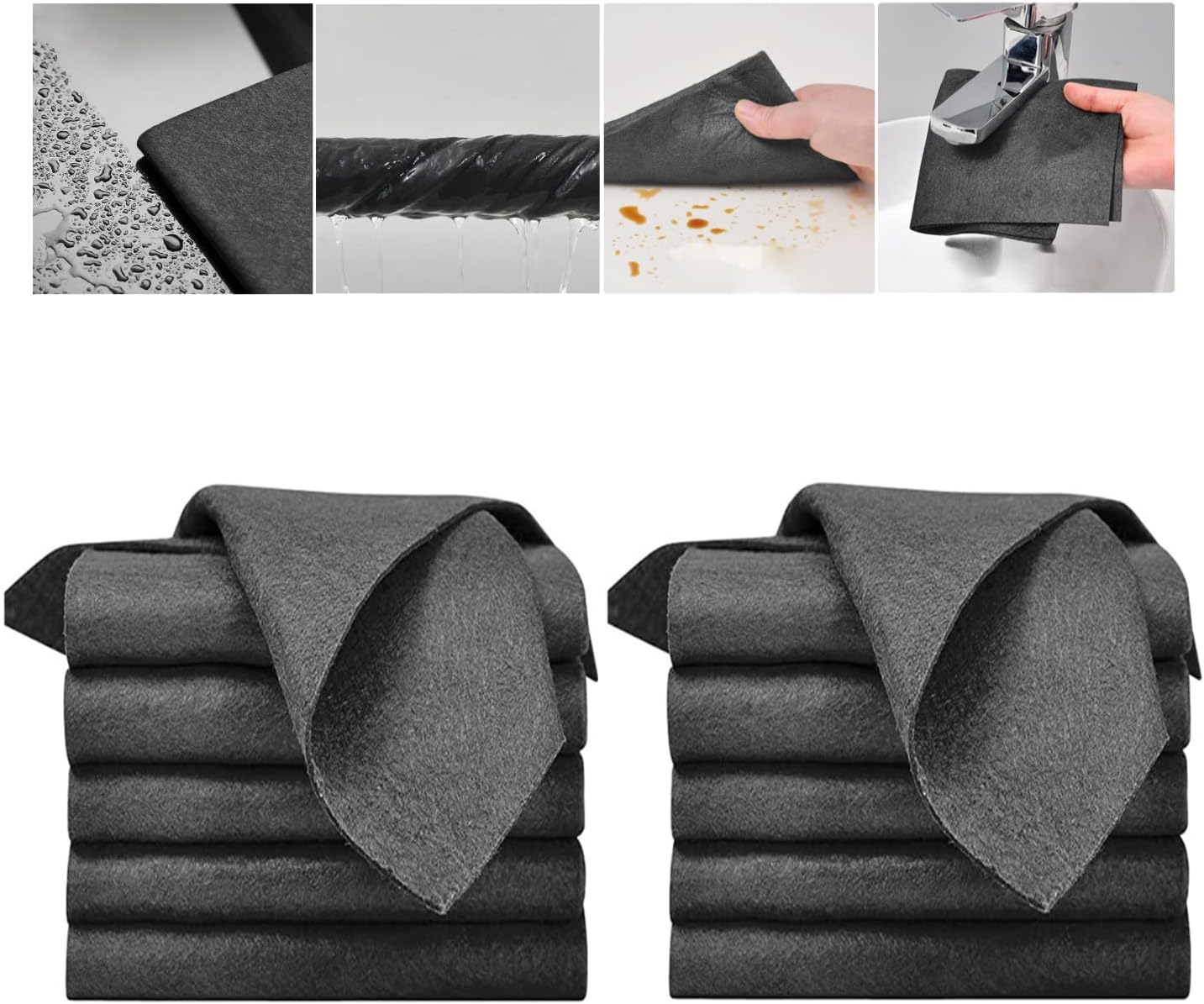 2023 New Thickened Magic Cleaning Cloth, Reusable Thicken Magic Fiber Microfiber Cleaning Cloth, Cleaning Cloths Rags for House Washable, Lint Free Microfiber Cleaning Cloth for TV Cars Windows (10PC)