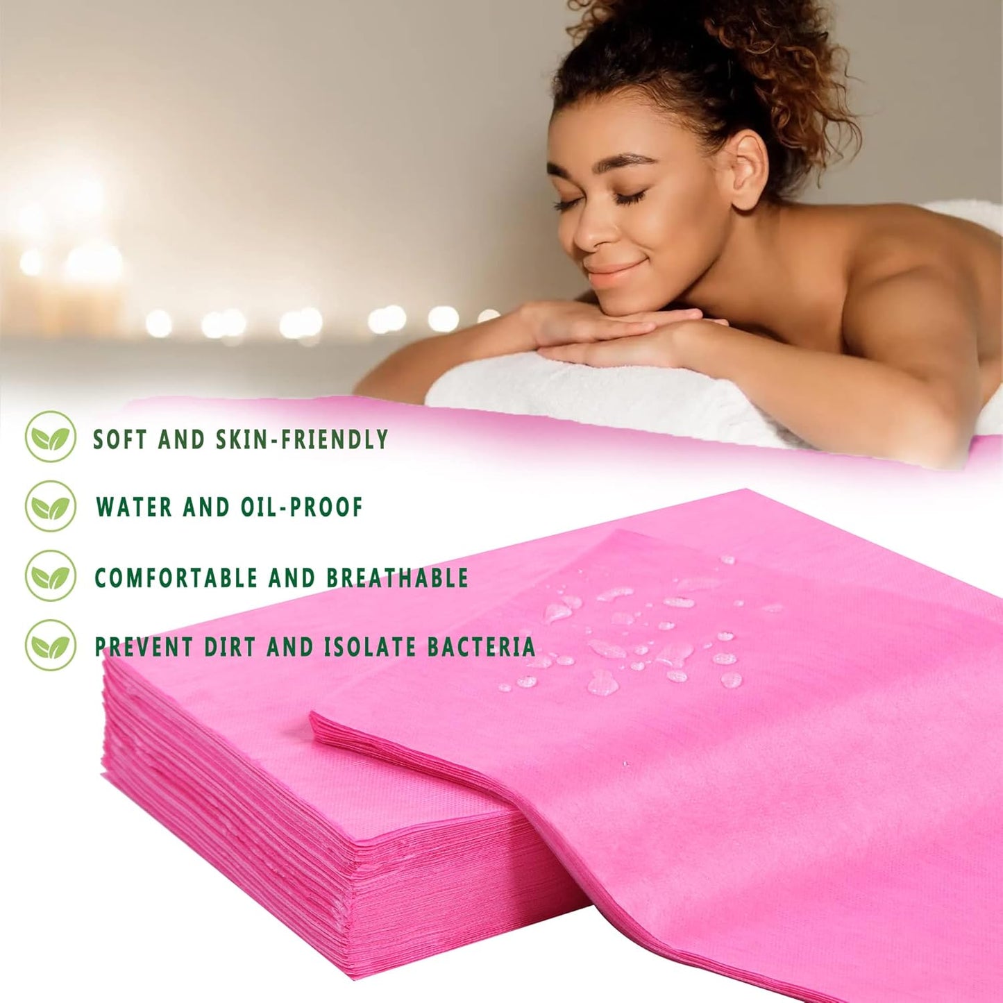 800 Pcs Disposable Bed Sheets 31" x 71" Massage Table Sheets Non Woven Fabric SPA Bed Cover Breathable for Massage Beauty Tattoos (800 Pcs Pink)