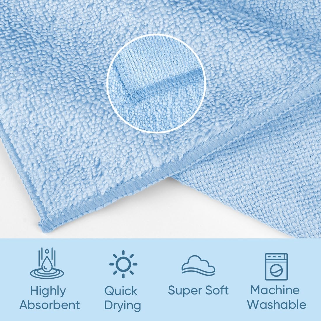 HOMEXCEL Microfiber Washcloths 50 Pack, Highly Absorbent and Soft Face Towel, Multi-Purpose Wash Cloths for Bathroom, Hotel, Spa, Gym, and Kitchen, 12x12 Inch