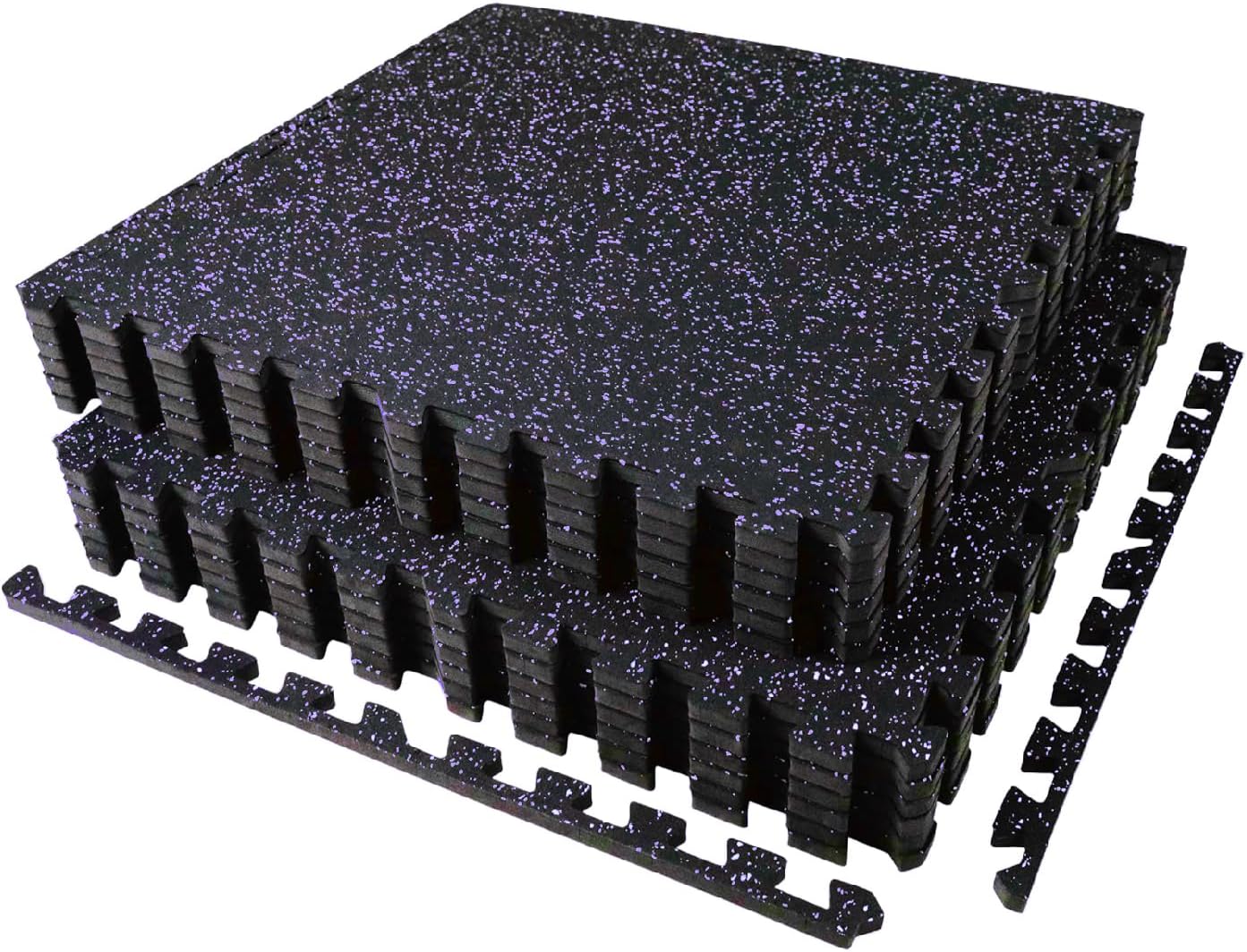 AIRHOP 0.56in Thick 48 Sq Ft Exercise Equipment Mats, 12 Tiles Upgraded Rubber Top with High Density EVA Foam, Large Interlocking Puzzle Gym Flooring for Home Gym, Heavy Weight Workout, 24 x 24in